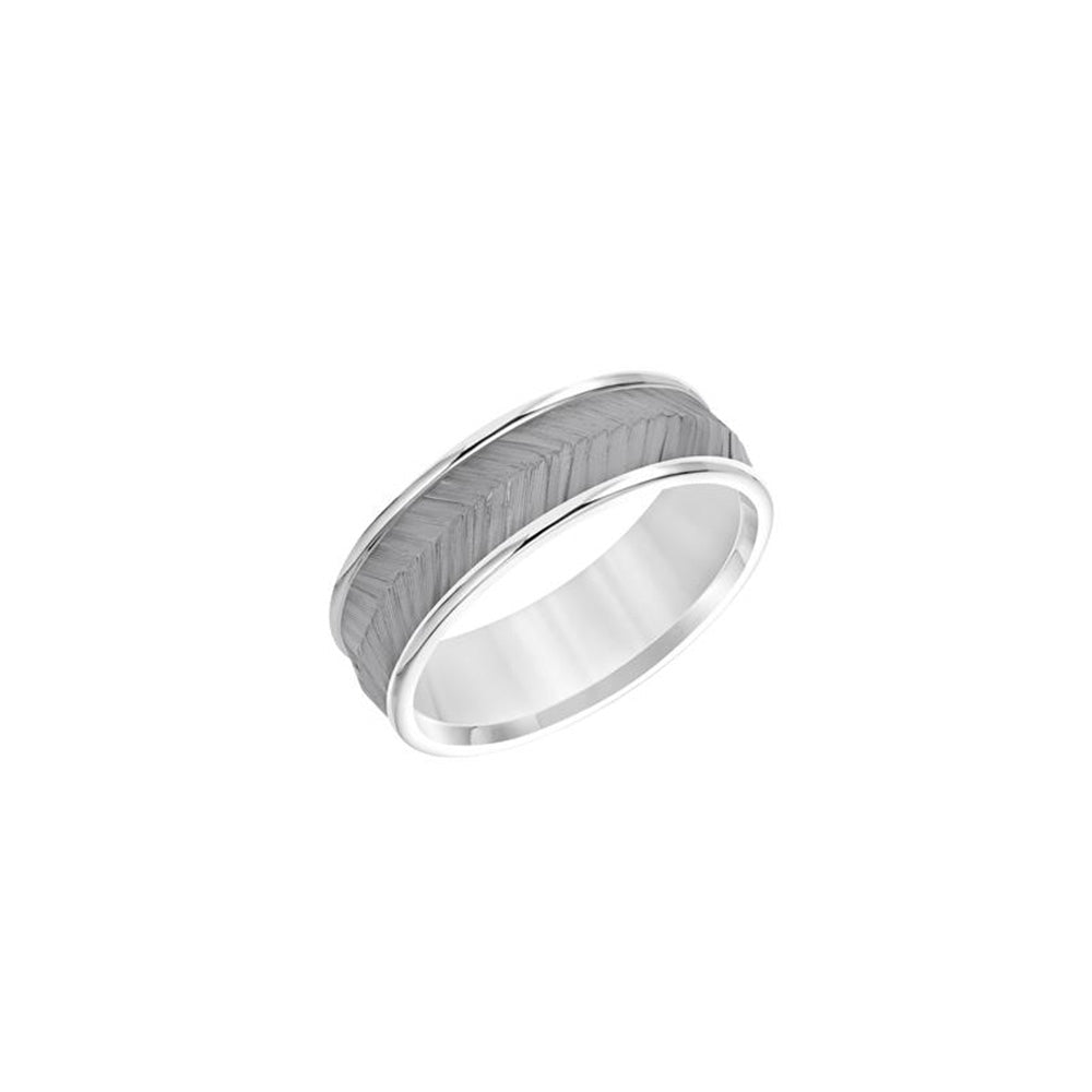 Black Rhodium Textured Men's Wedding Band
