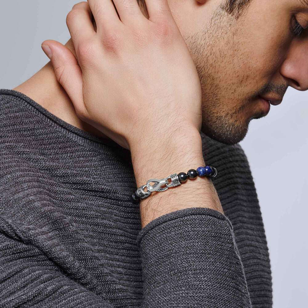 John Hardy Asli Classic Chain Sodalite & Hematite Beaded Bracelet