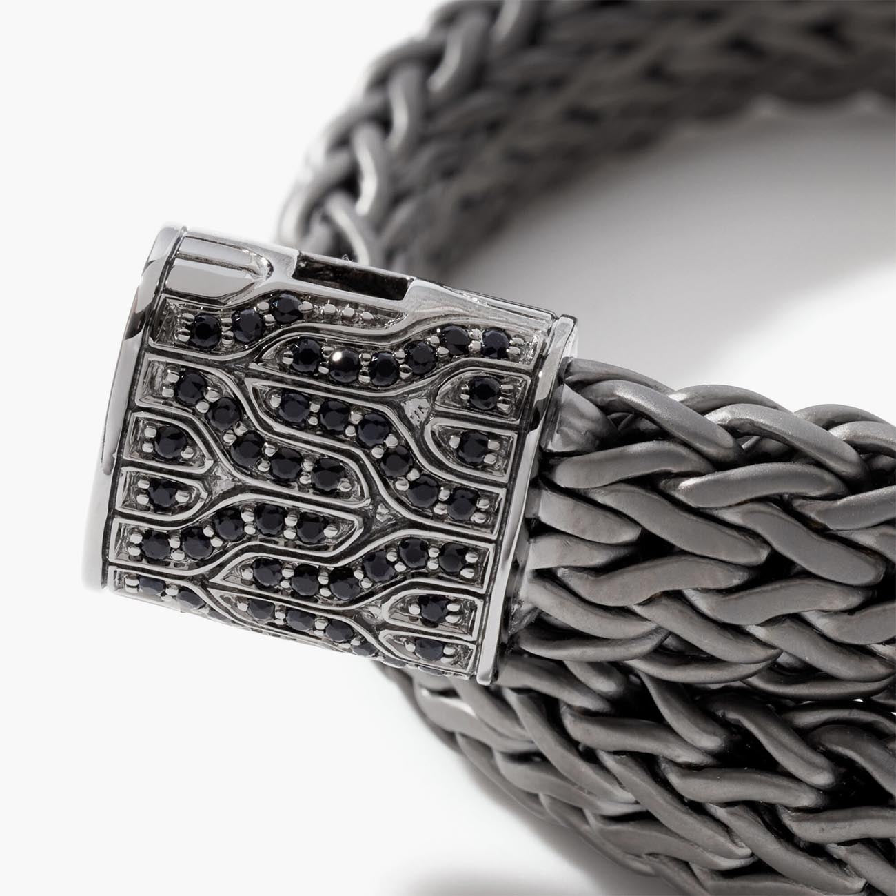 John Hardy Classic Chain Black Rhodium Silver & Black Sapphire Station Icon Bracelet