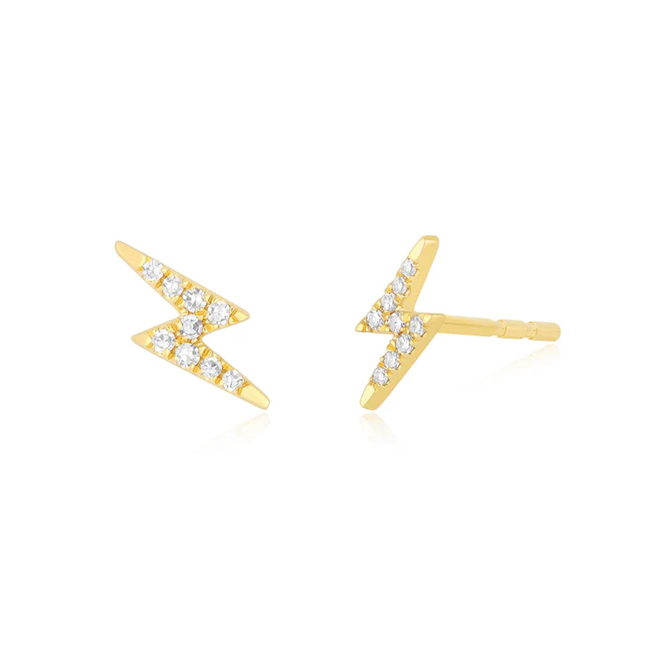 EF Collection Mini Diamond Lightning Bolt Stud Earrings