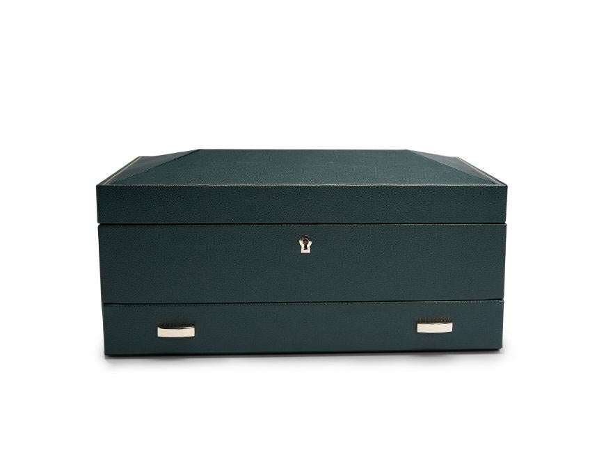 Wolf British Racing Green 10-Piece Watch Box with Drawer