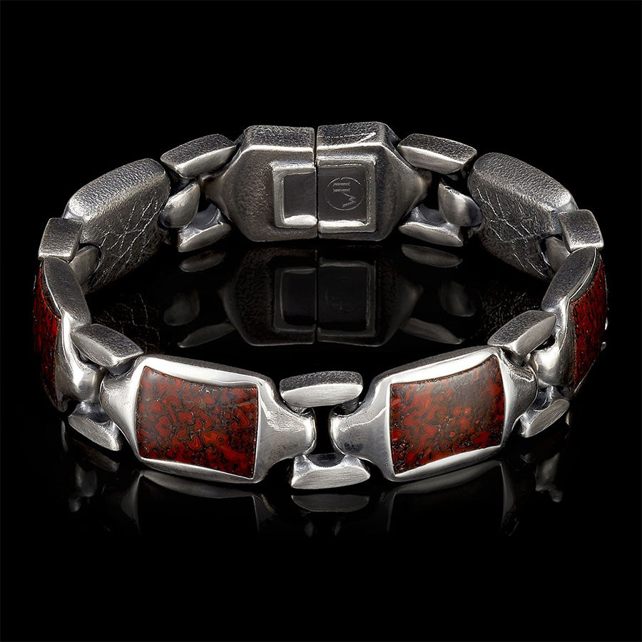 William Henry Dino Retro Silver Link Bracelet