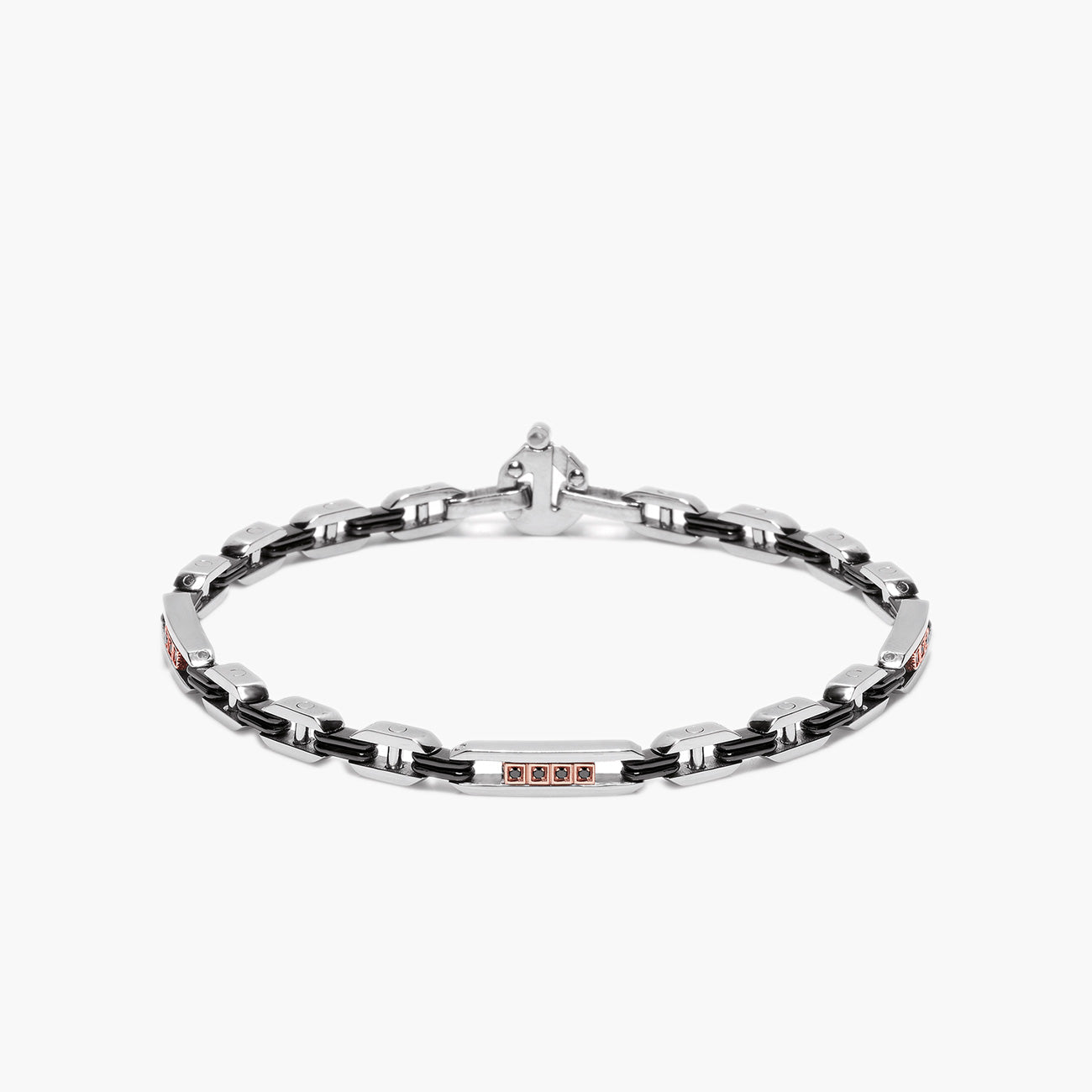 Barakà Skipper Two-Tone Link Chain Bracelet with Black Diamonds