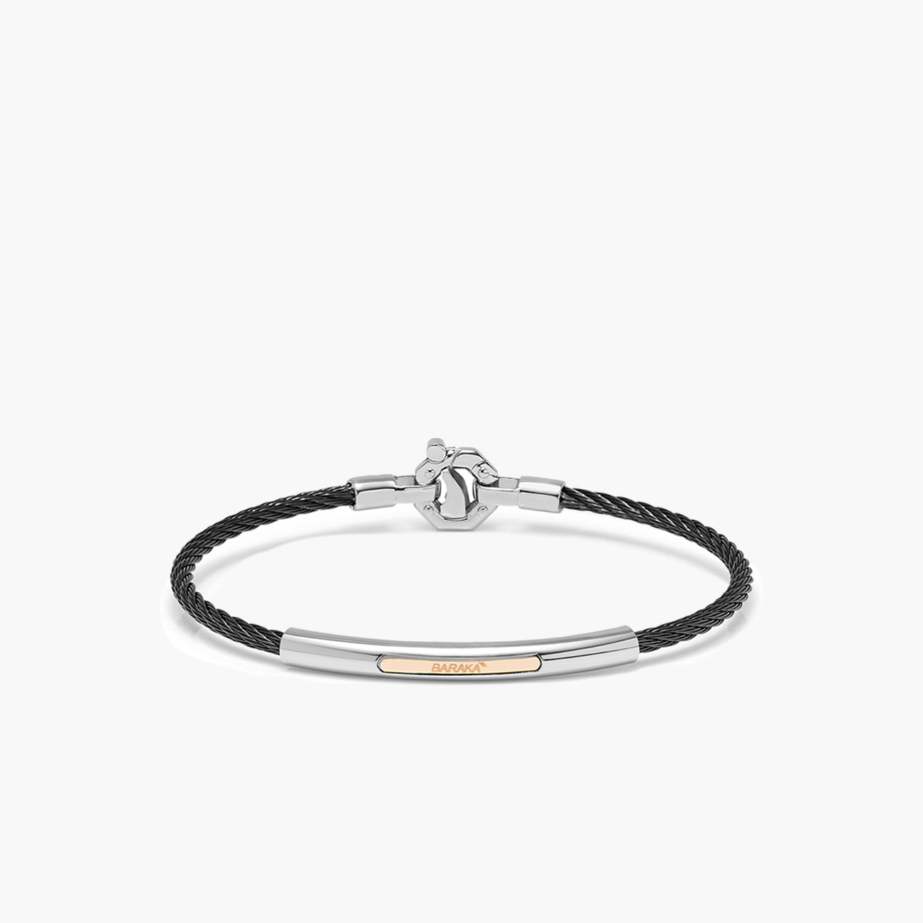 Barakà 316L Stainless Steel Black Bracelet with 18K Rose Gold