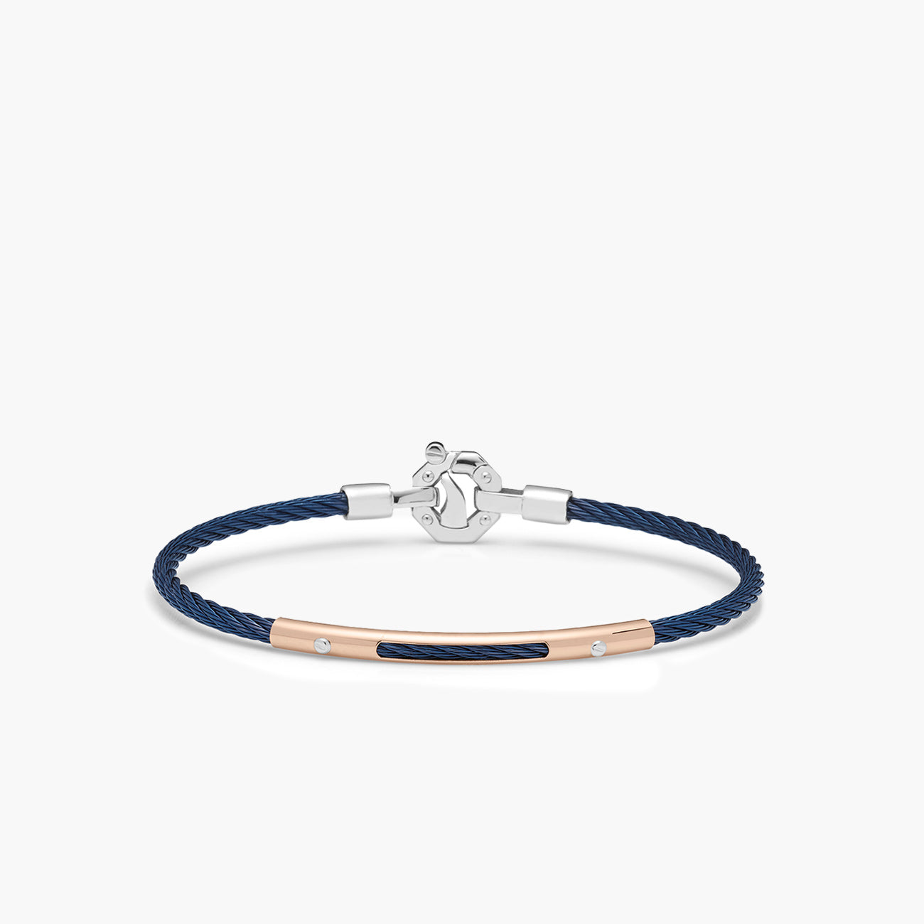 Barakà 316L Stainless Steel Diamond Blue Bracelet with 18K Rose Gold
