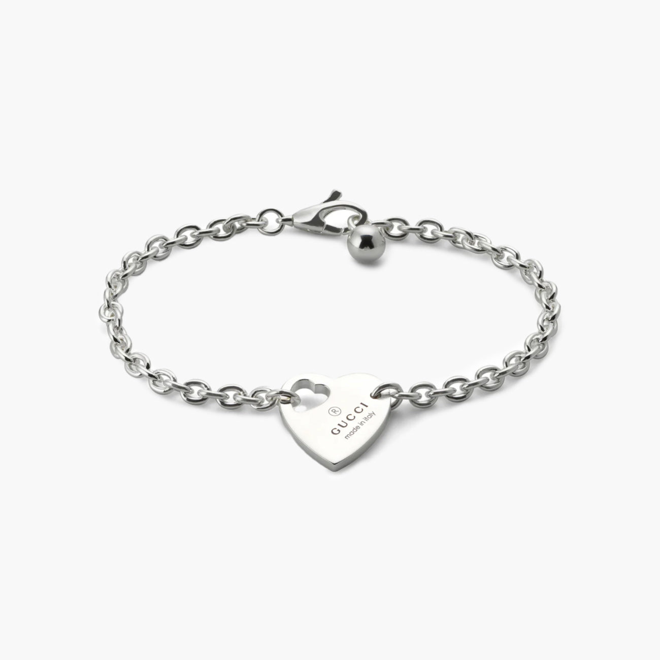 Gucci Trademark Sterling Silver Heart Bracelet