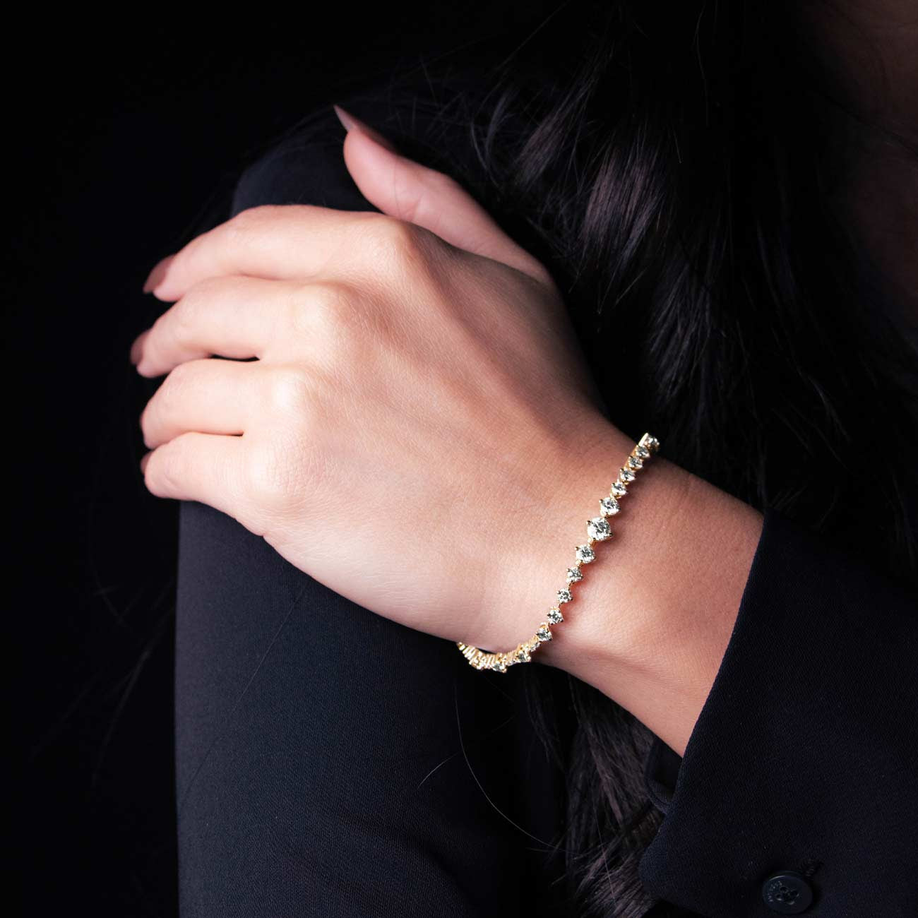 3 Carat Scattered Diamond Tennis Bracelet in 18K Yellow Gold