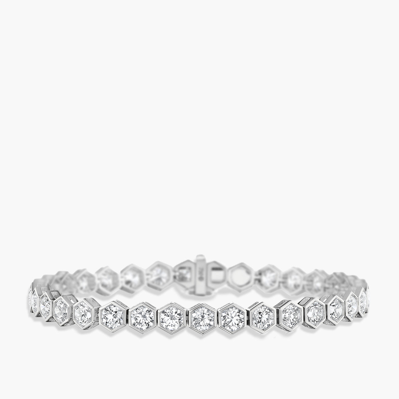 7.74 Carat Hexagon Bezel Diamond Tennis Bracelet