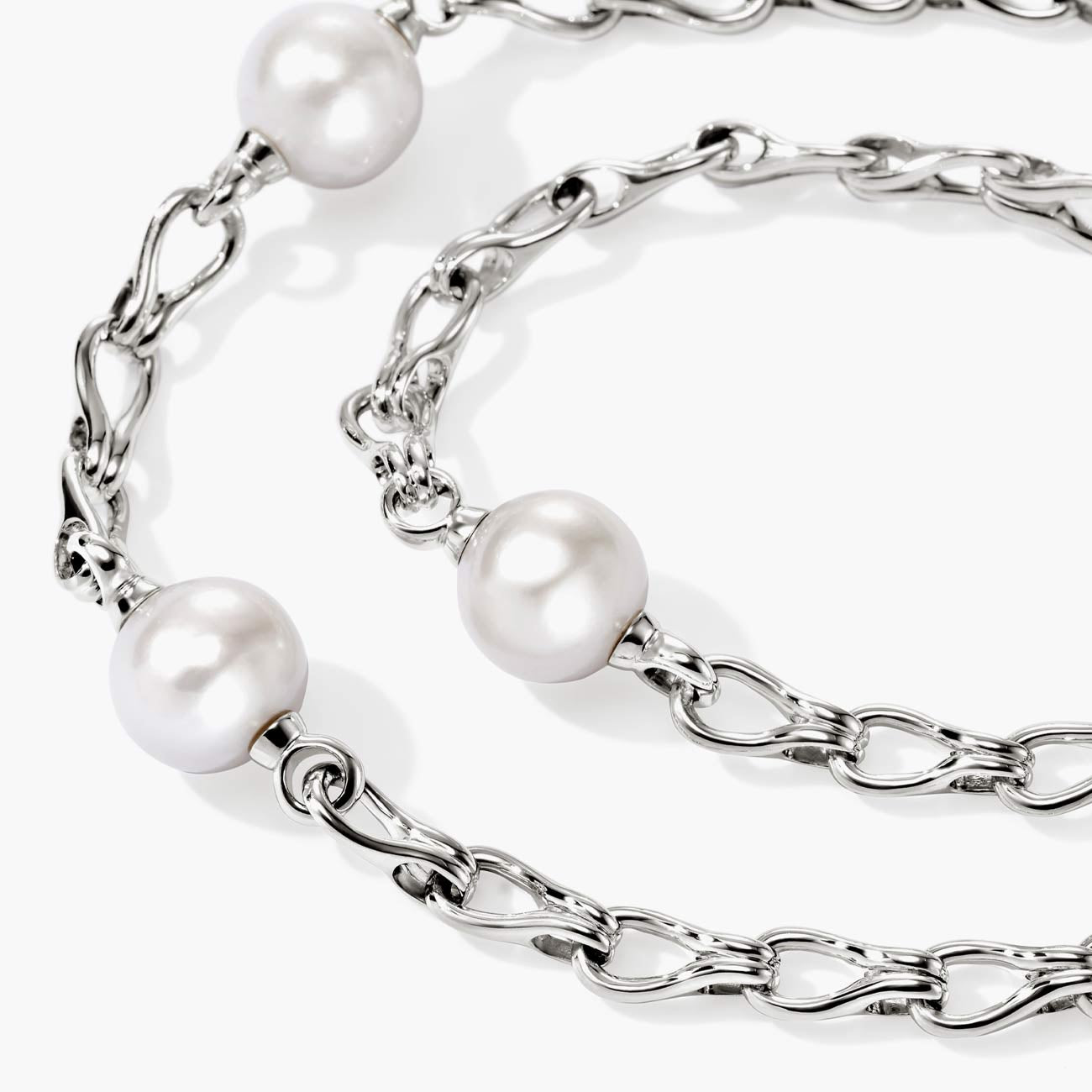 John Hardy Surf Silver Double Wrap Pearl Bracelet