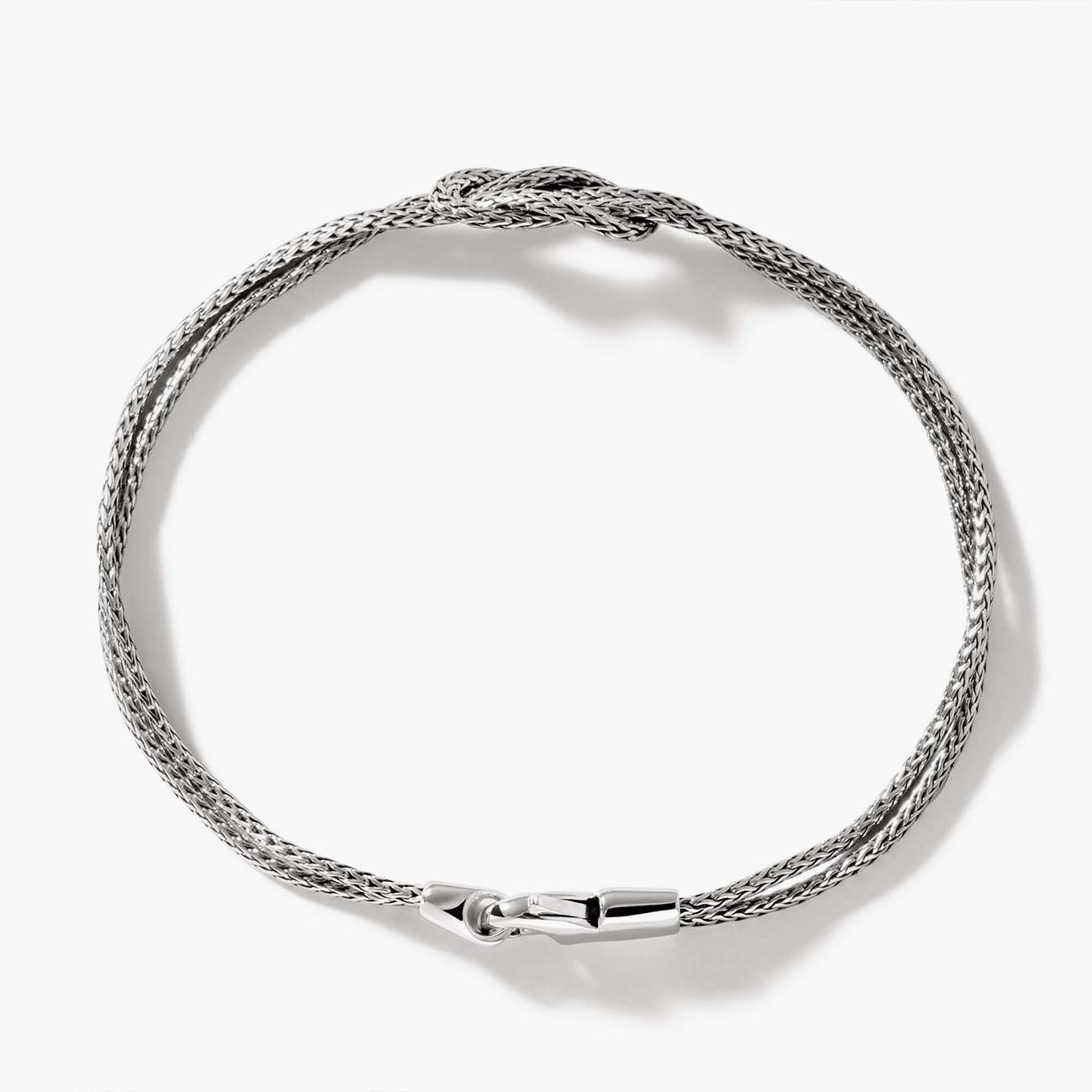 John Hardy Love Knot Silver 1.8mm Chain Double Row Bracelet