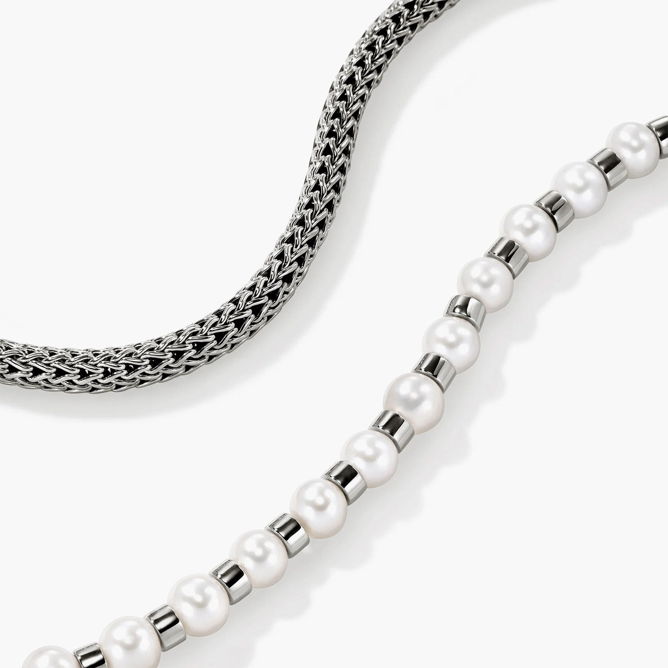 John Hardy Essentials 5mm Pearl Double Wrap Bracelet in Silver