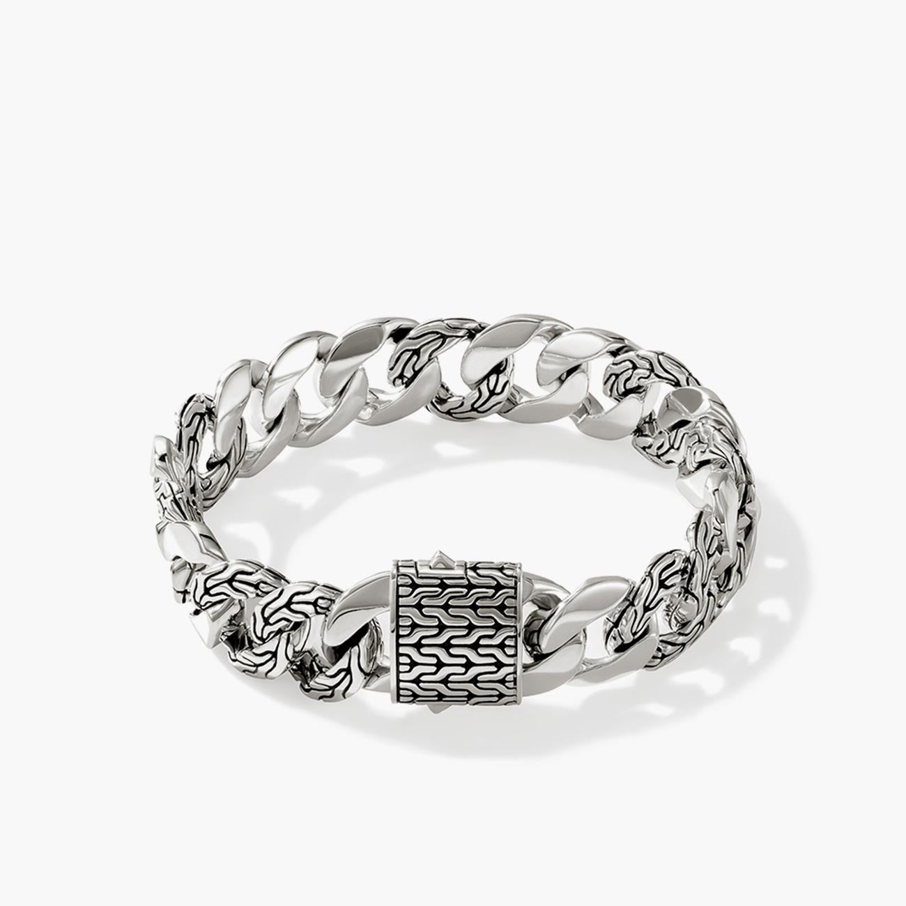John Hardy 14mm Silver Curb Link Station Bracelet