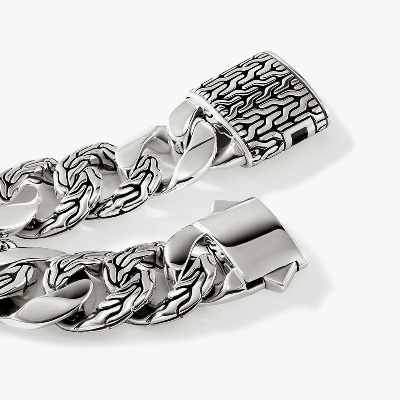 John Hardy 14mm Silver Curb Link Station Bracelet