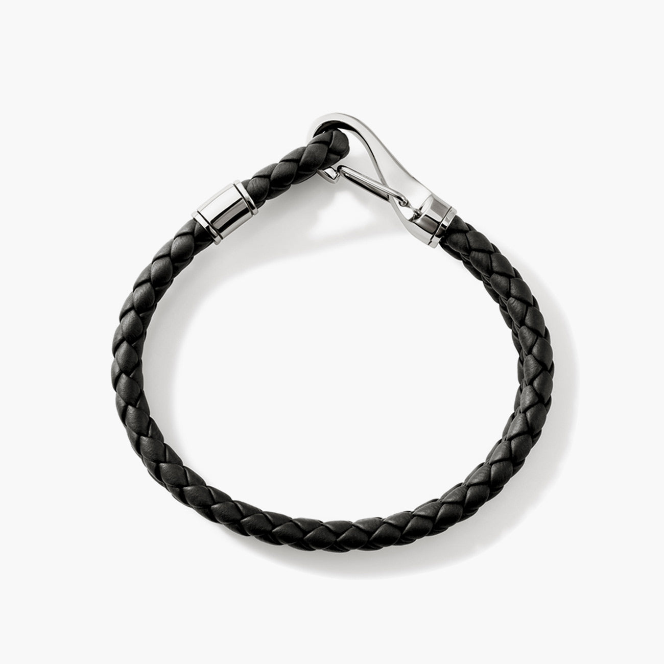 John Hardy 5mm Black Leather Double Row Bracelet with Hook Clasp