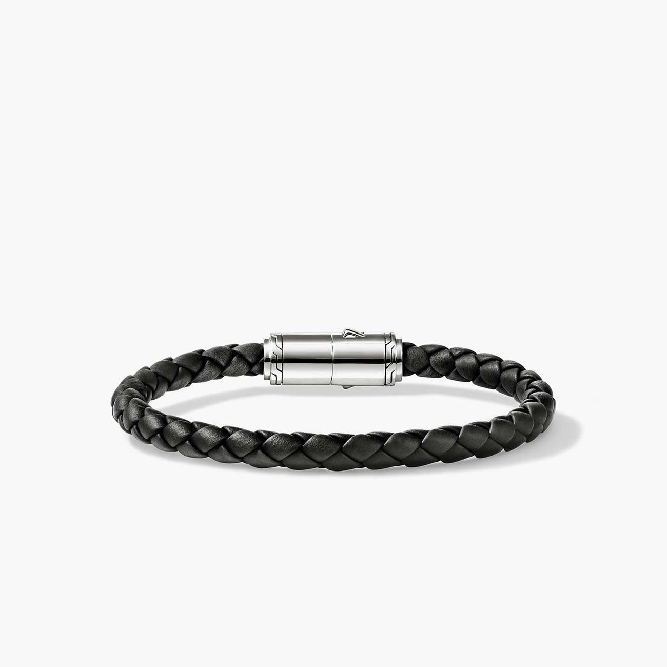 John Hardy Men's 6mm Black Braided Leather Bracelet