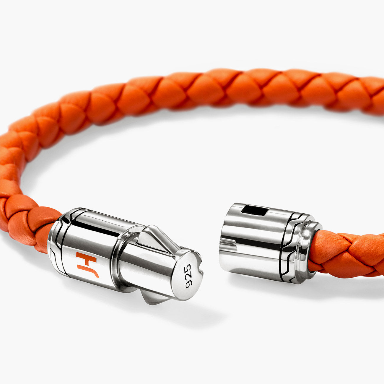 John Hardy Men's 6mm Orange Braided Leather Bracelet