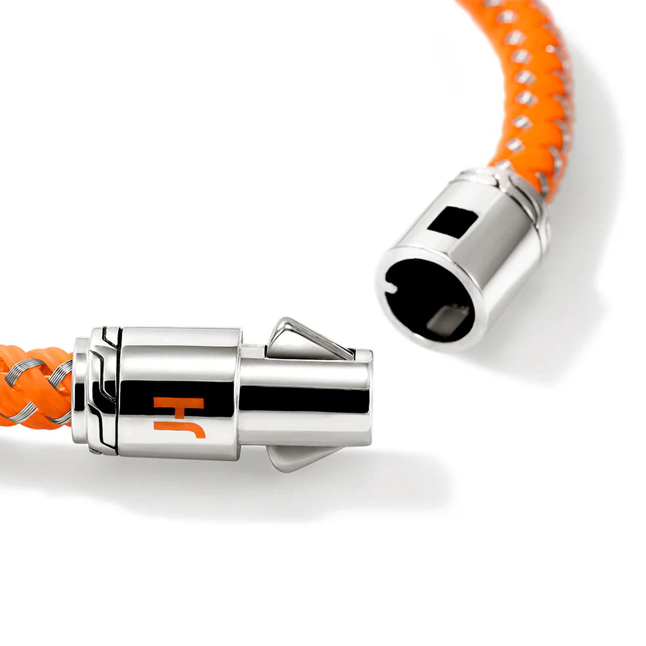 John Hardy Orange Rubber and Stainless Steel Cord Bracelet