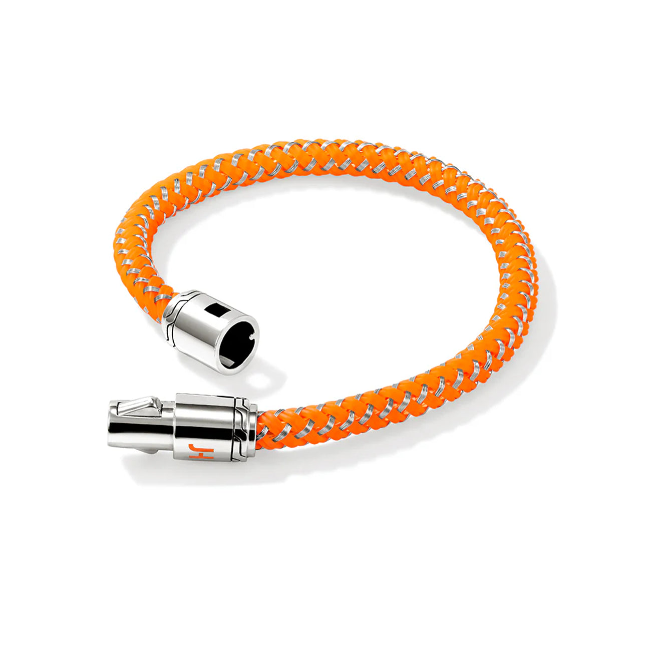 John Hardy Orange Rubber and Stainless Steel Cord Bracelet