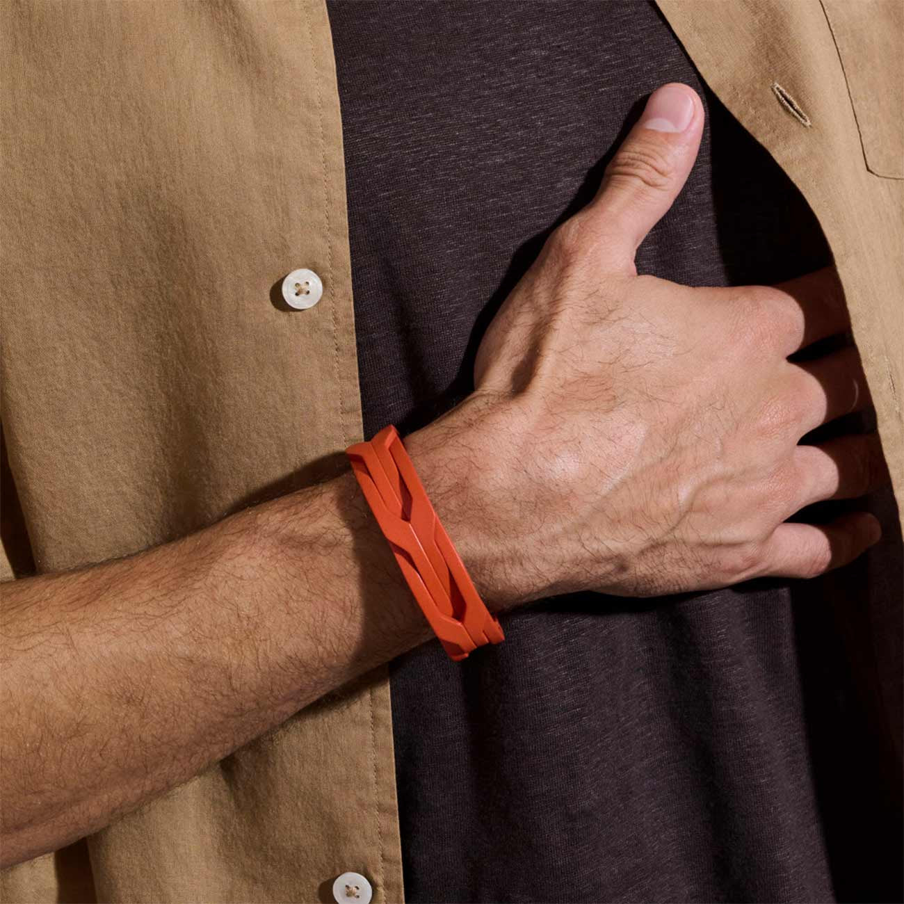 John Hardy Icon 50 Orange Leather Bracelet