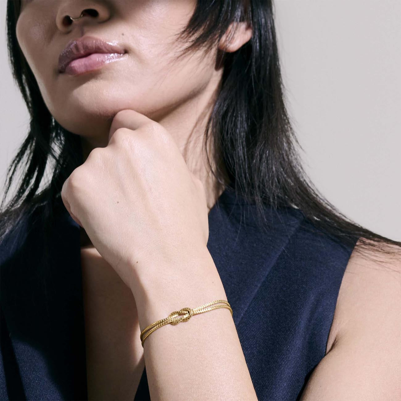 John Hardy Gold Love Knot Double Row Bracelet