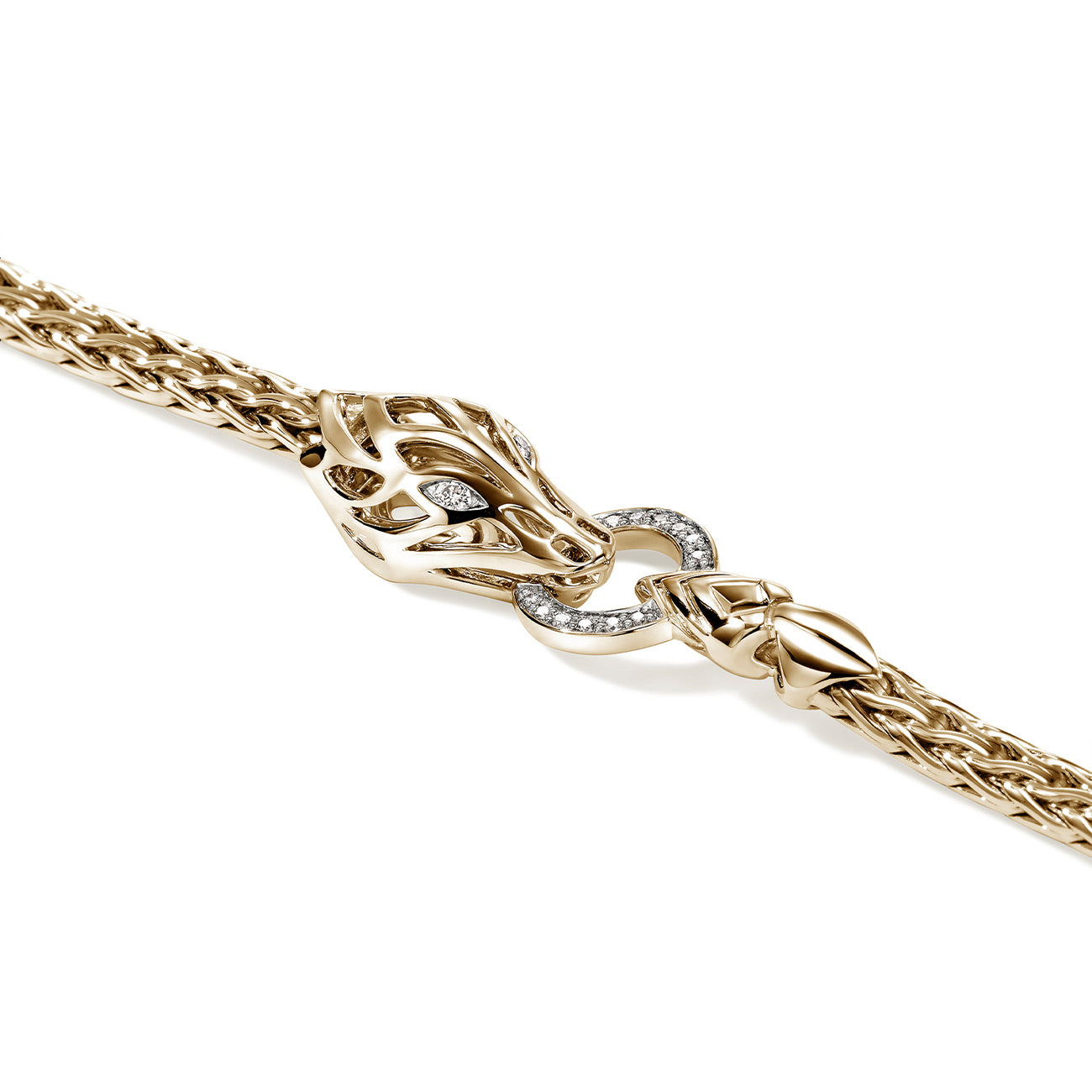 John Hardy Naga Diamond Pave Gold Bracelet - 3.5mm