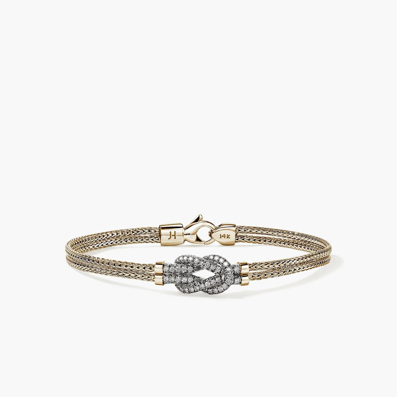 John Hardy Love Knot Pavé Diamond Bracelet in 14K Yellow Gold