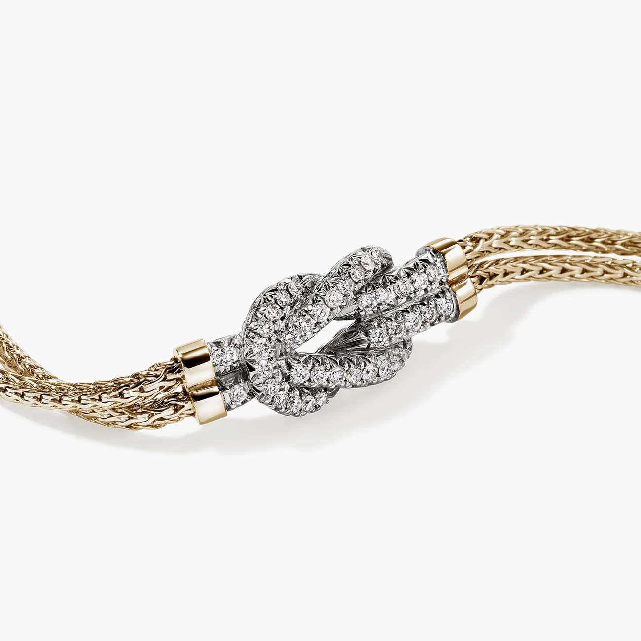 John Hardy Love Knot Pavé Diamond Bracelet in 14K Yellow Gold