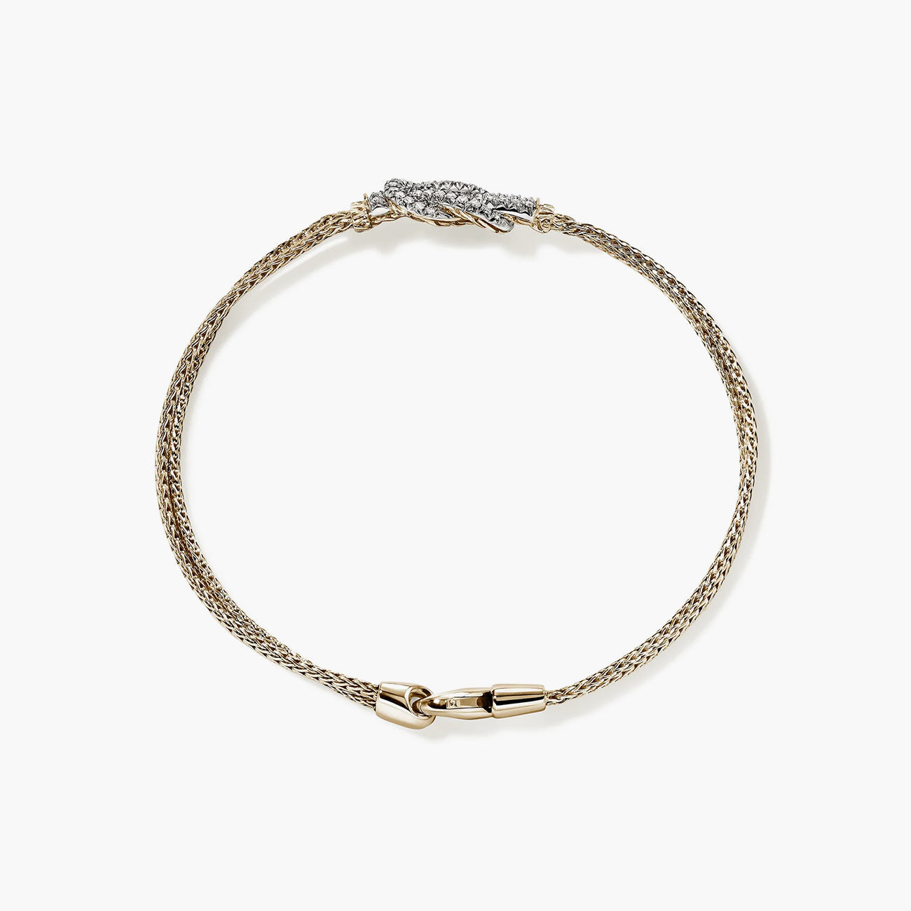 John Hardy Love Knot Pavé Diamond Bracelet in 14K Yellow Gold