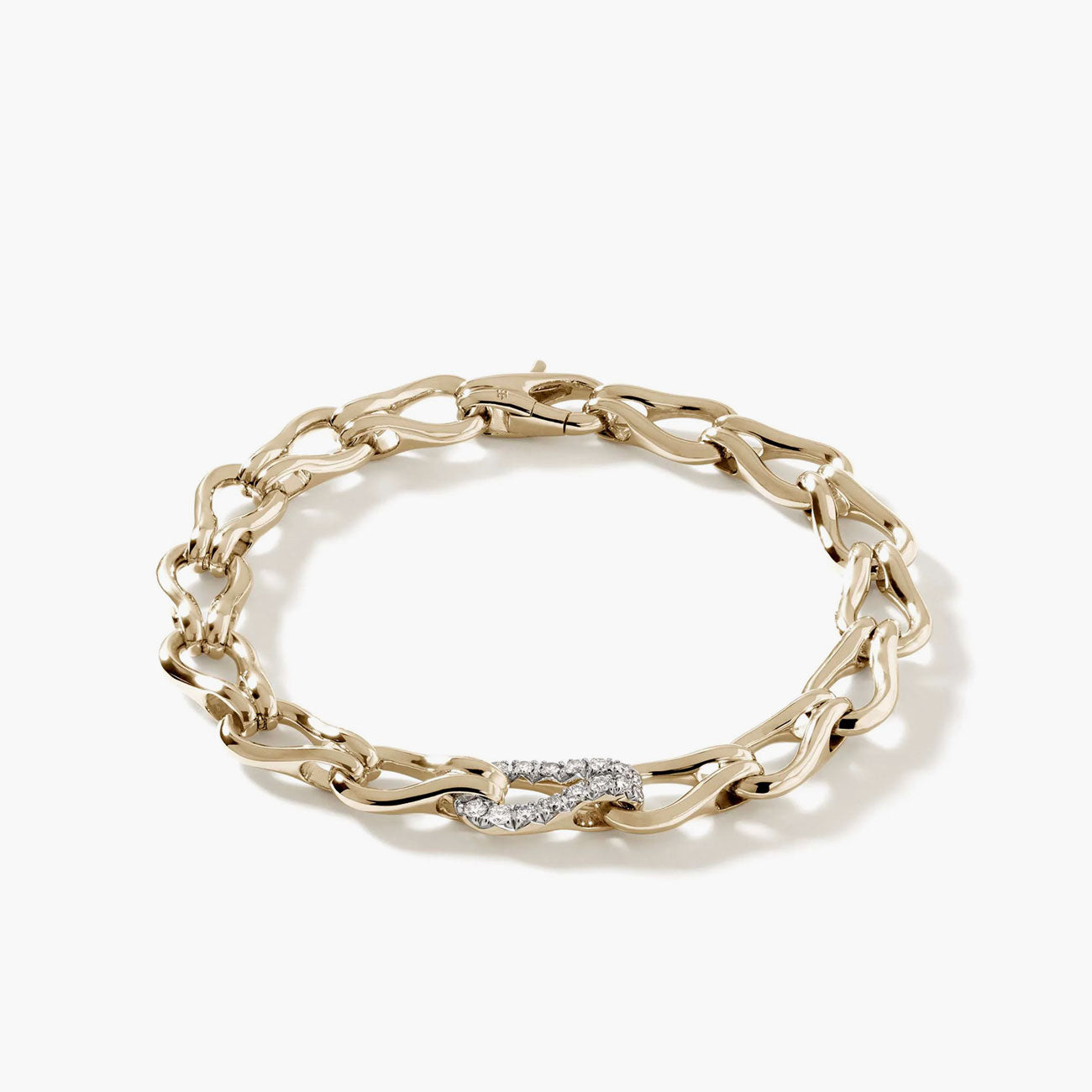 John Hardy Surf Pave Bracelet in 14K Yellow Gold