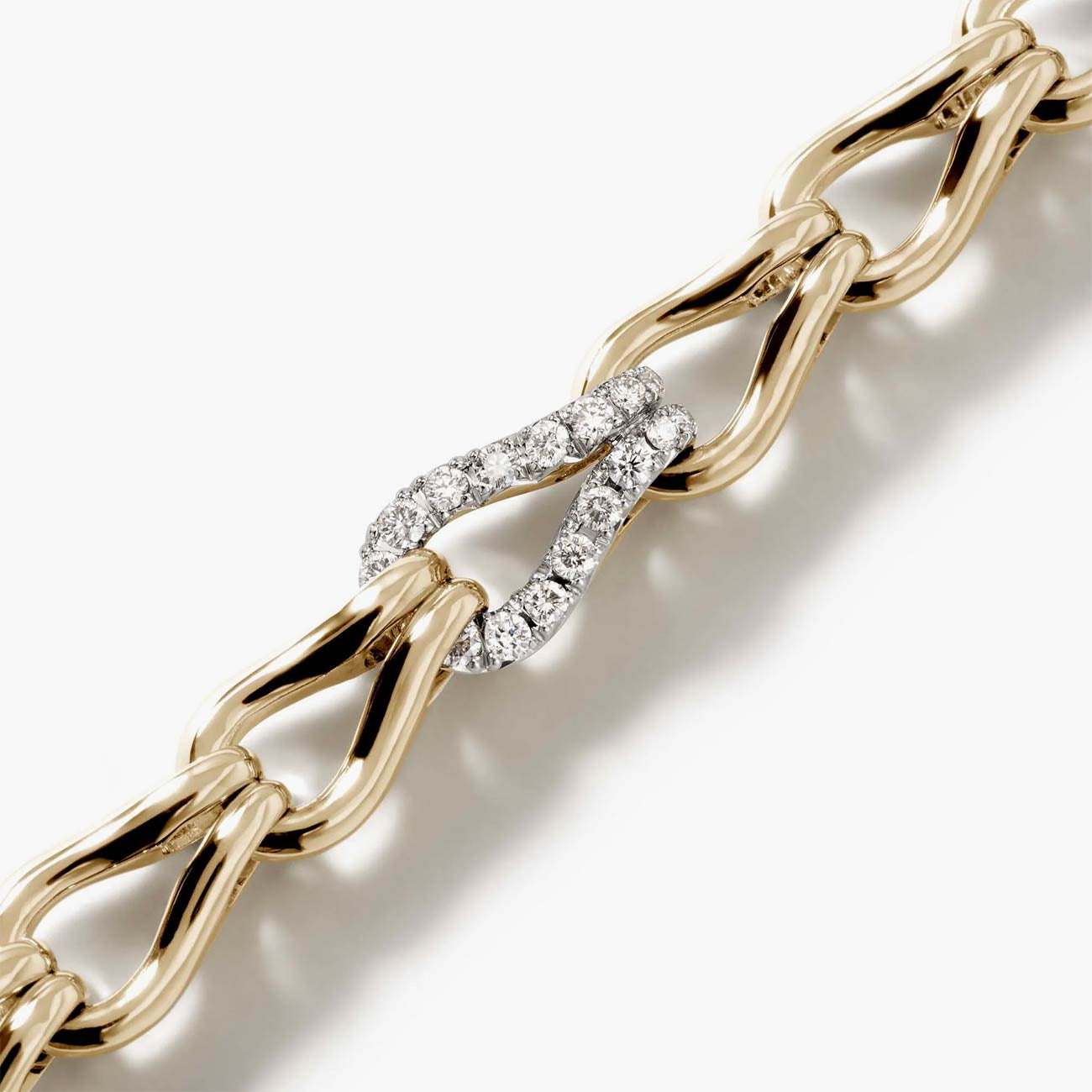 John Hardy Surf Pave Bracelet in 14K Yellow Gold
