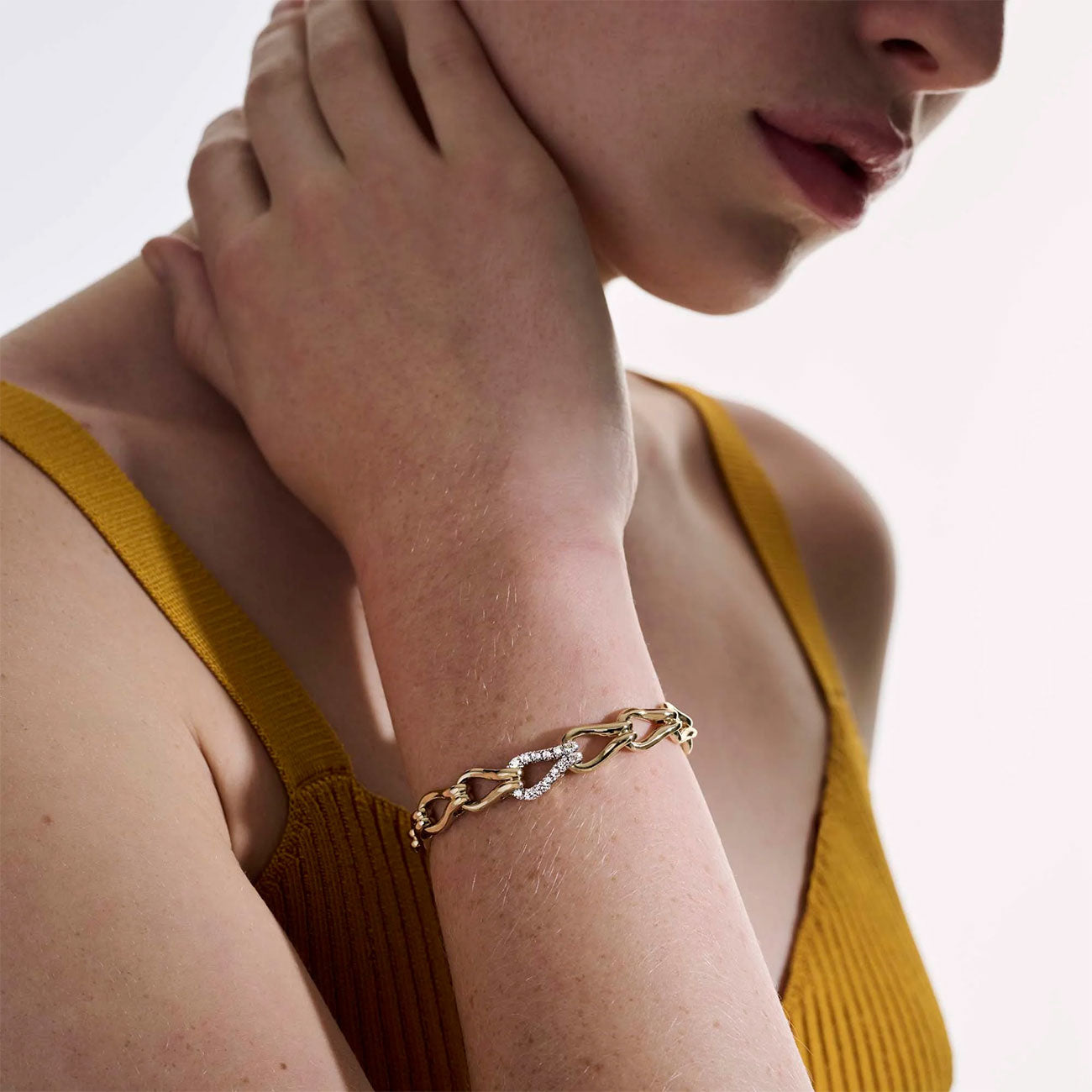 John Hardy Surf Pave Bracelet in 14K Yellow Gold