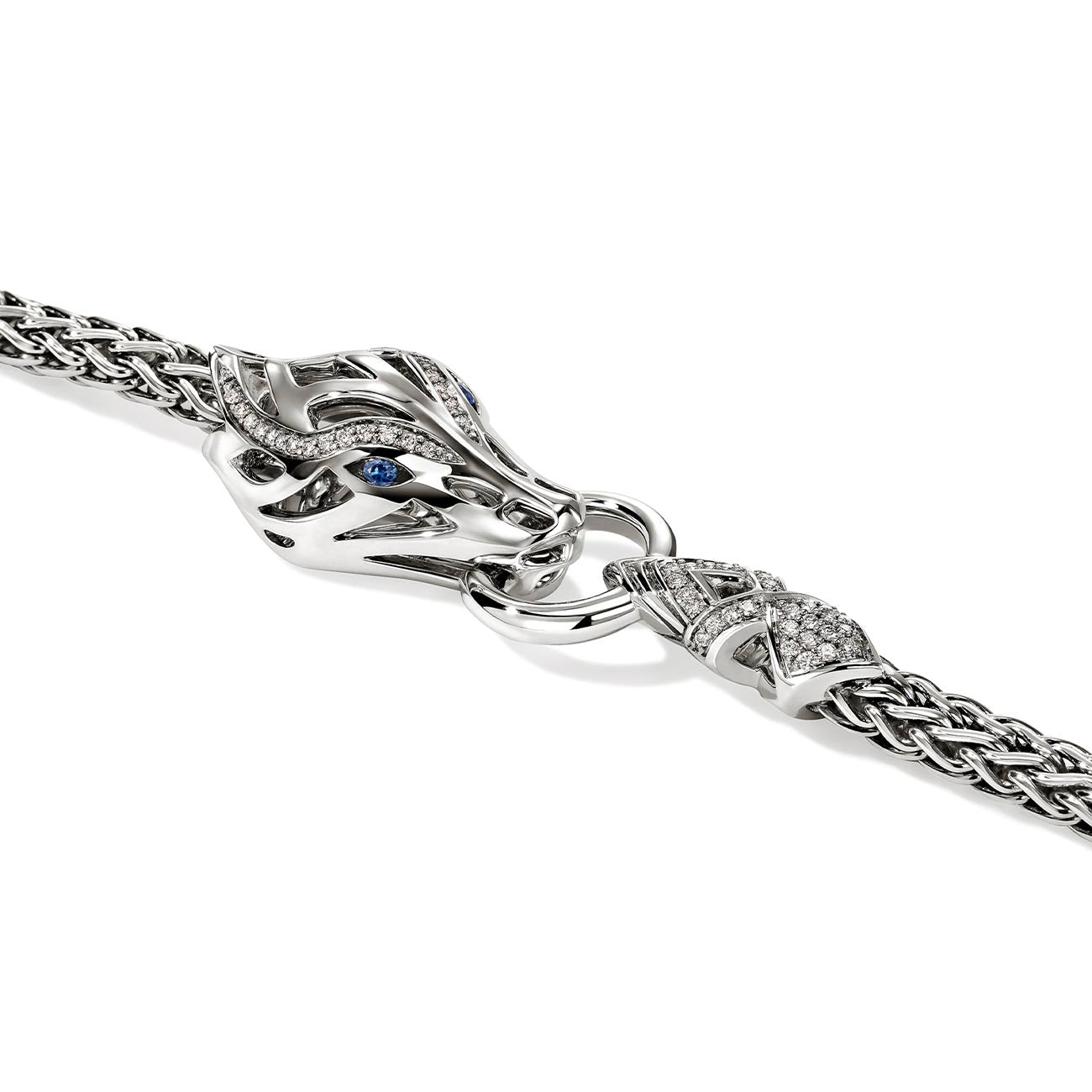 John Hardy Naga Diamond and Sapphire Dragon Chain Bracelet