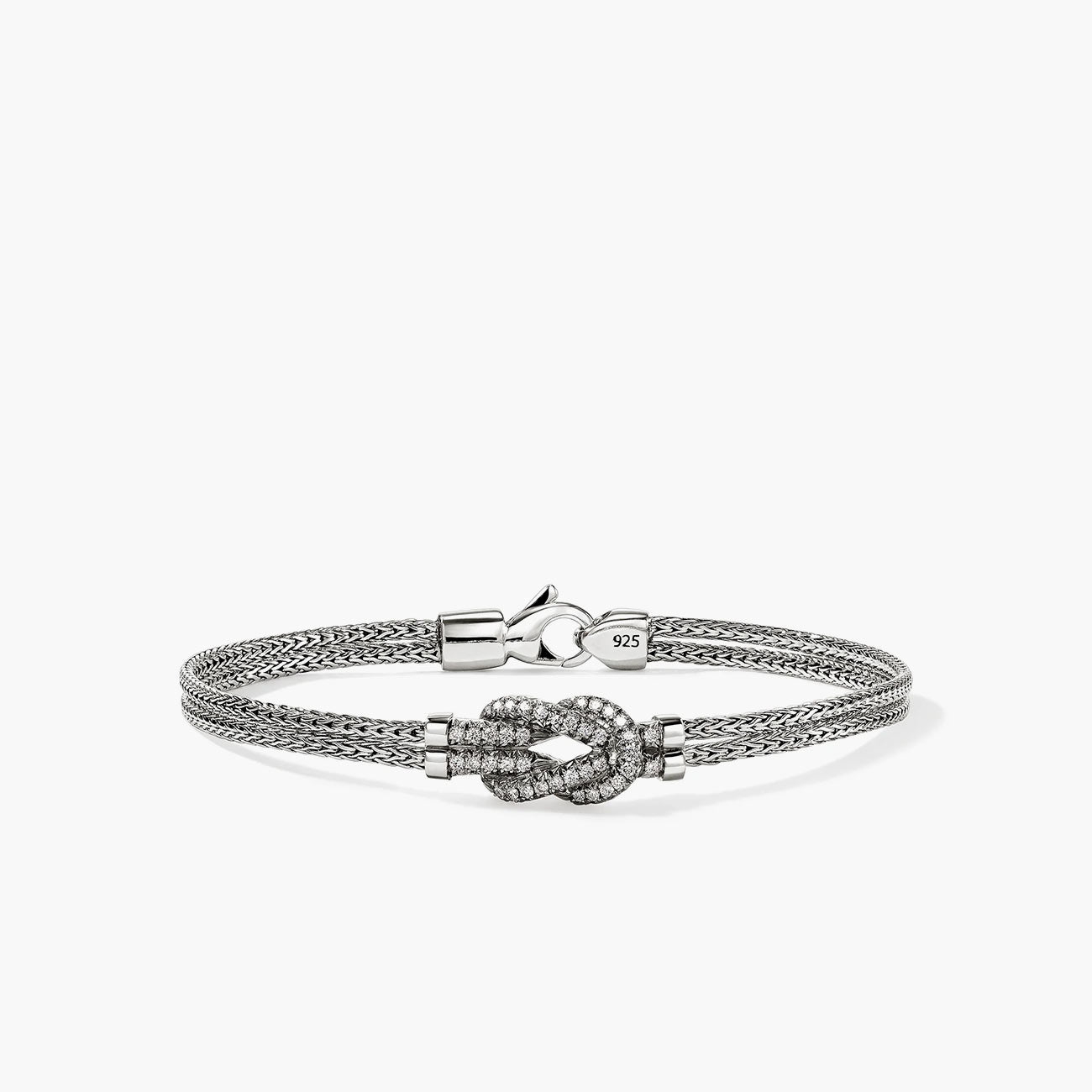 John Hardy Love Knot Pavé Diamond Bracelet in Sterling Silver