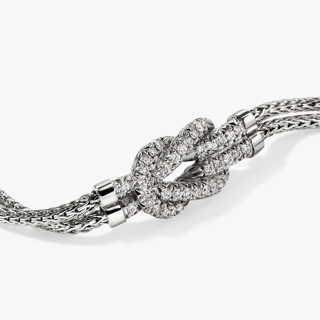 John Hardy Love Knot Pavé Diamond Bracelet in Sterling Silver