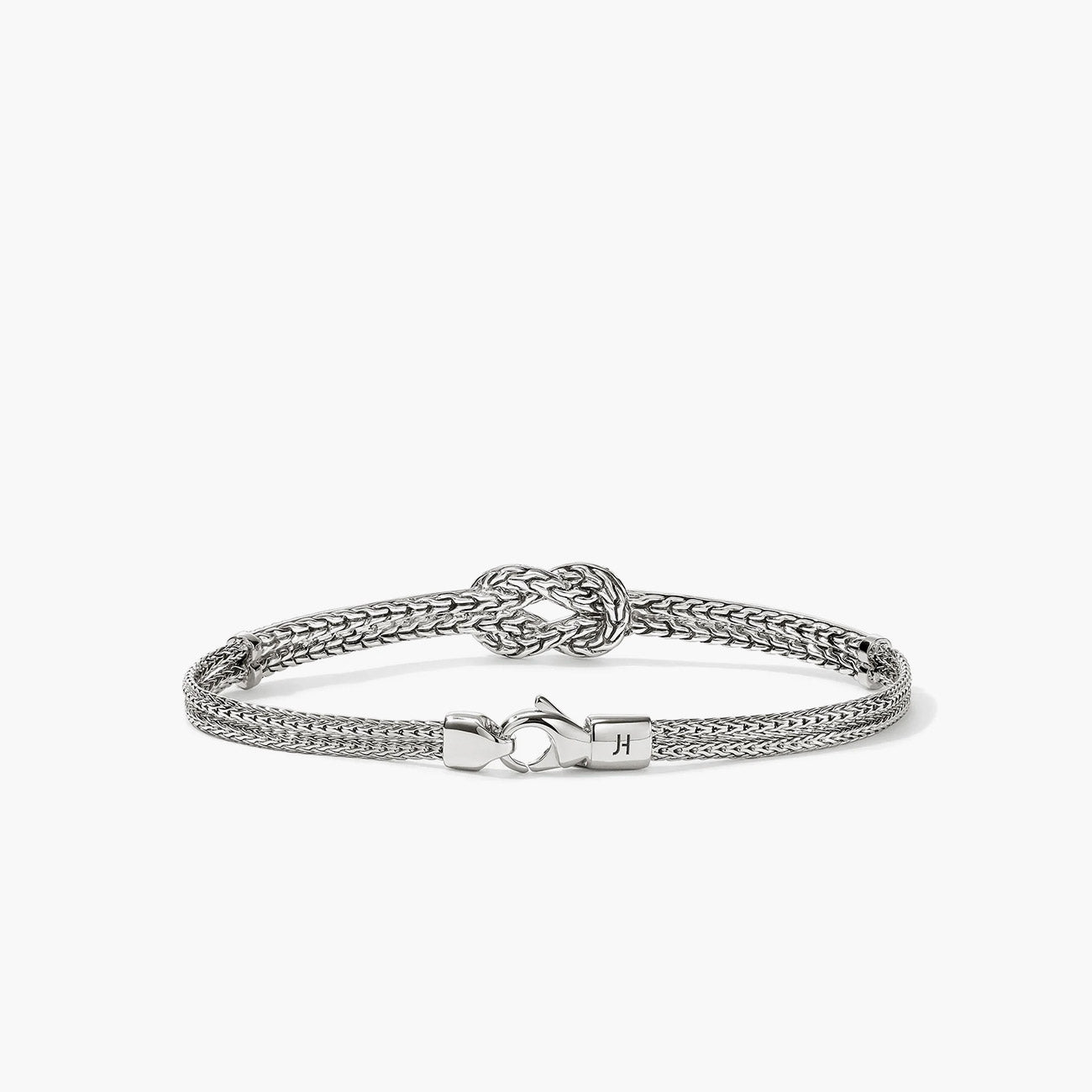 John Hardy Love Knot Silver Diamond Pave Double Row Bracelet