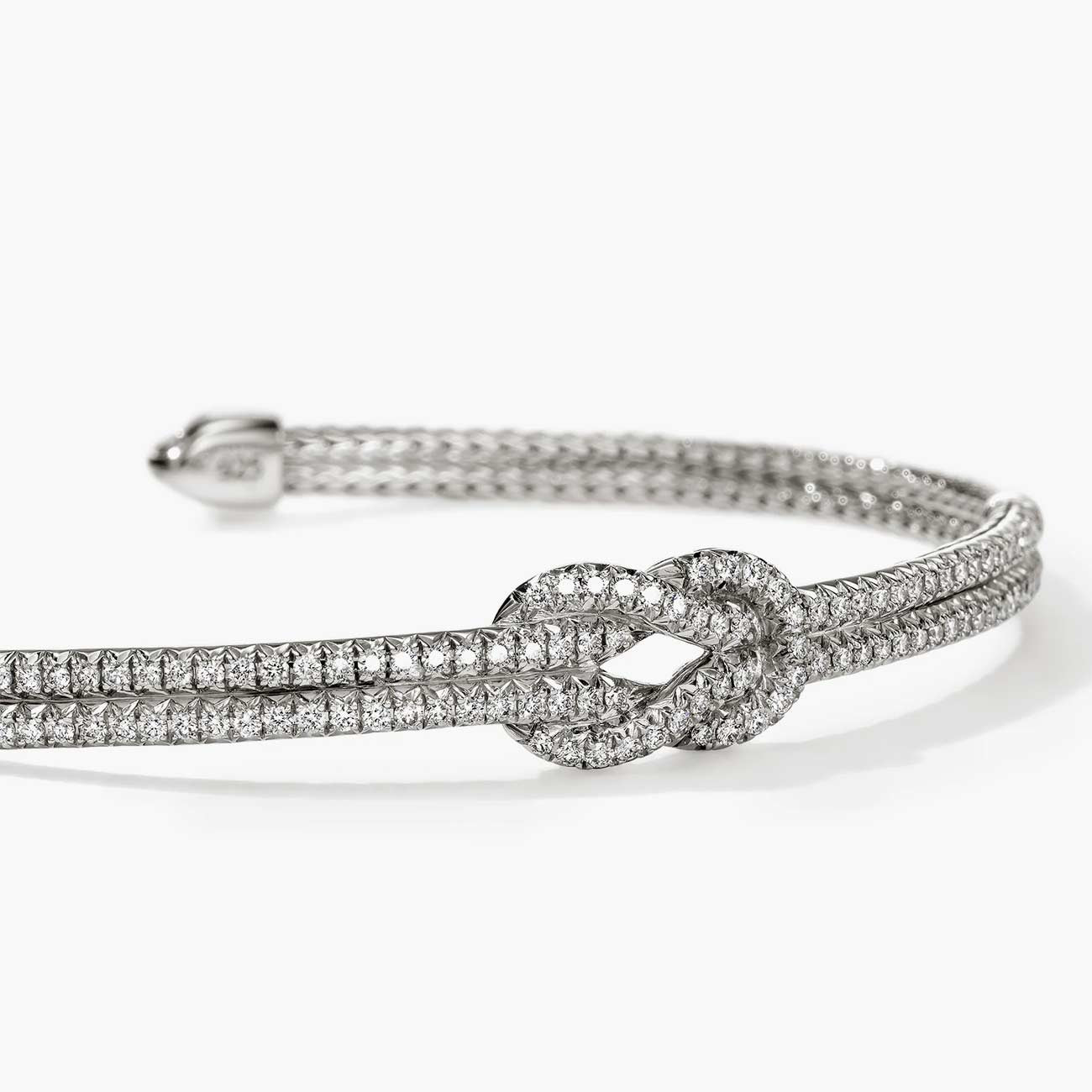 John Hardy Love Knot Silver Diamond Pave Double Row Bracelet