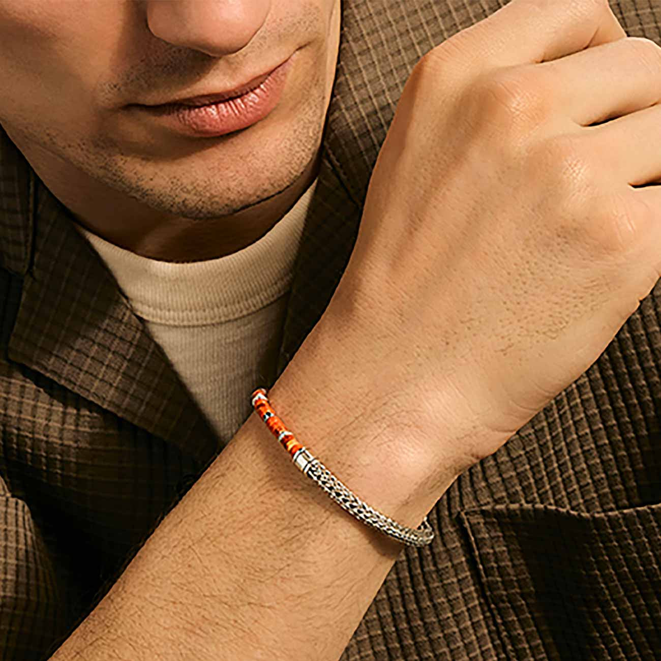 John Hardy Heishi Halfway Orange Bead Bracelet