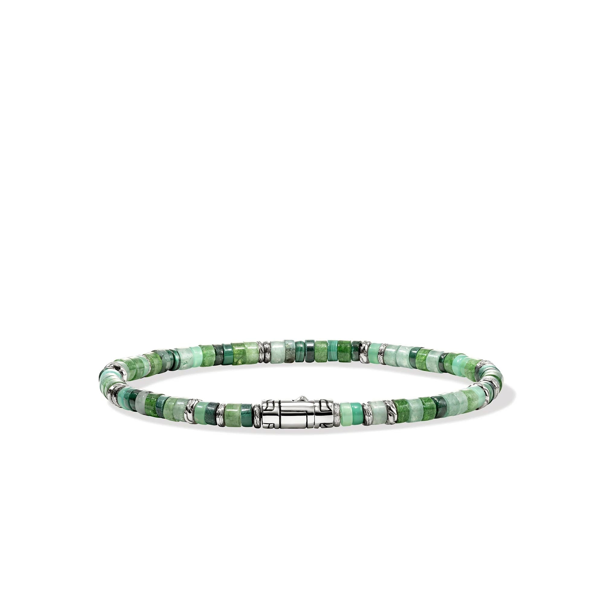 John Hardy Heishi Emerald Silver Beaded Bracelet