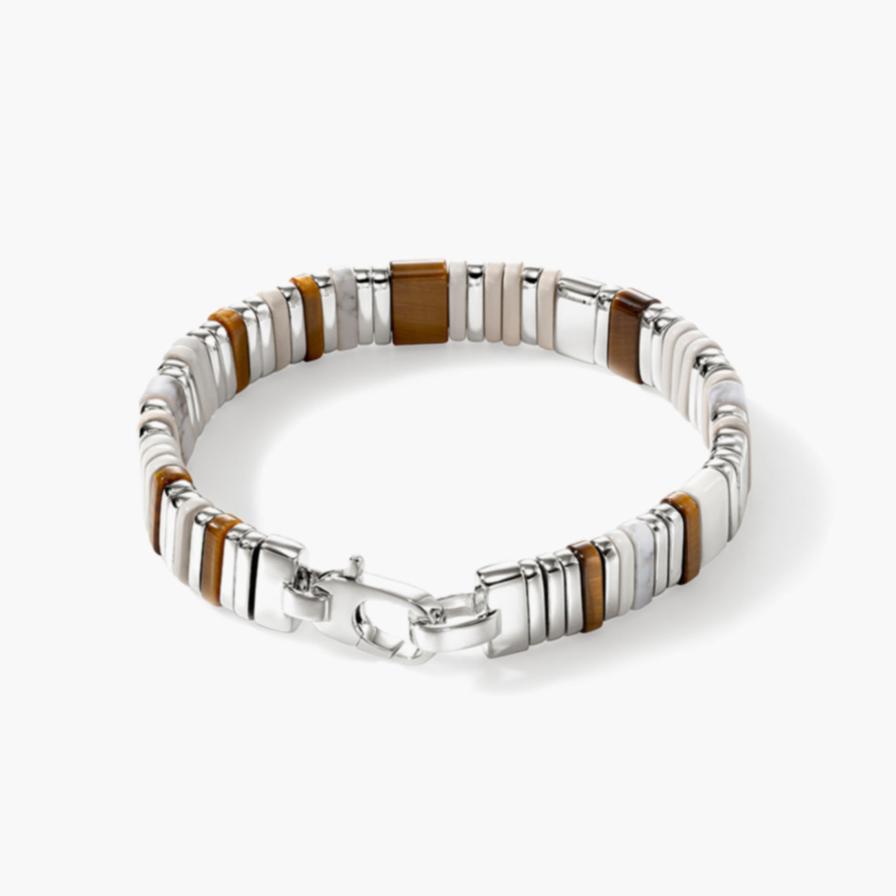 John Hardy Silver Colorblock 10mm Bracelet with Tiger Eye and Howlite