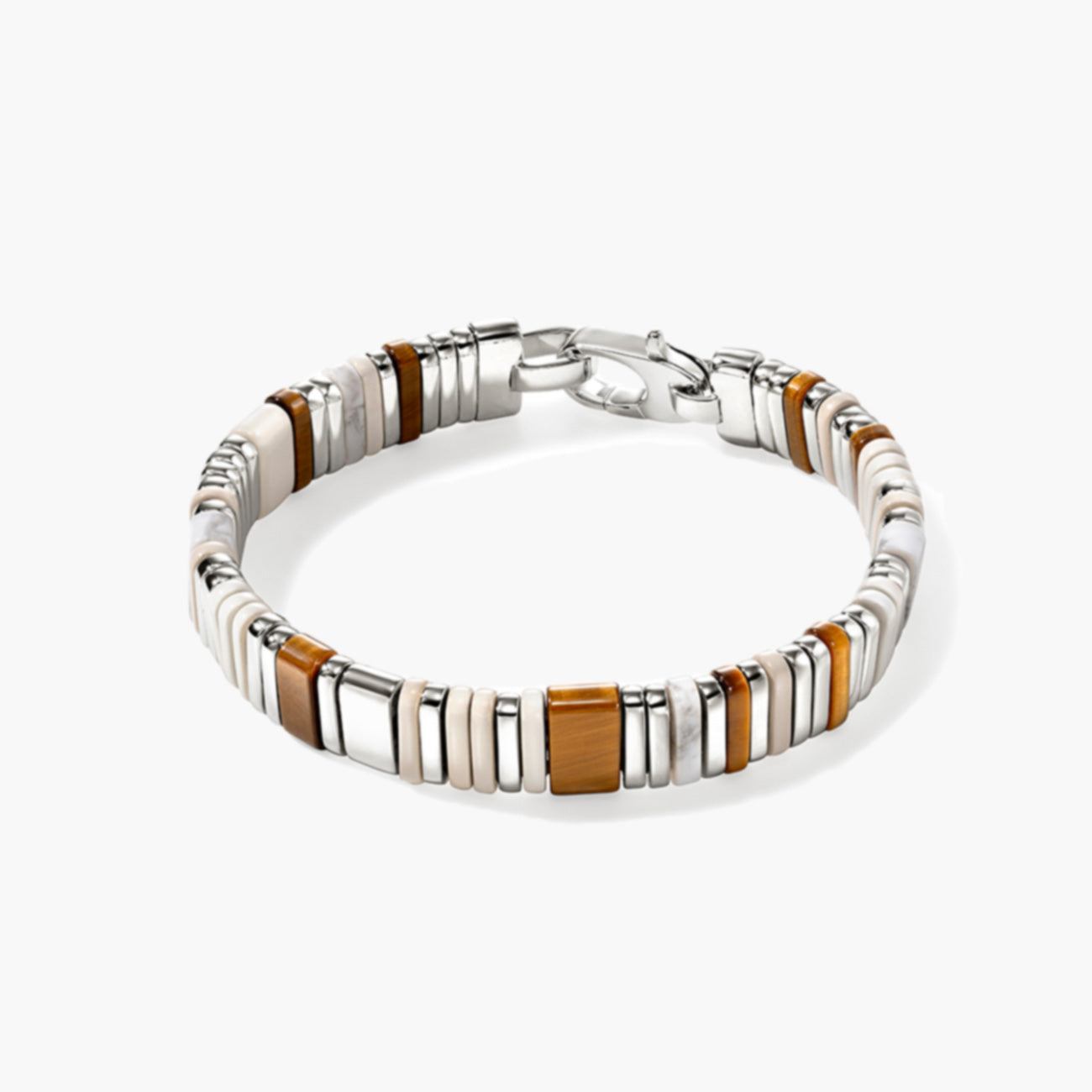John Hardy Silver Colorblock 10mm Bracelet with Tiger Eye and Howlite