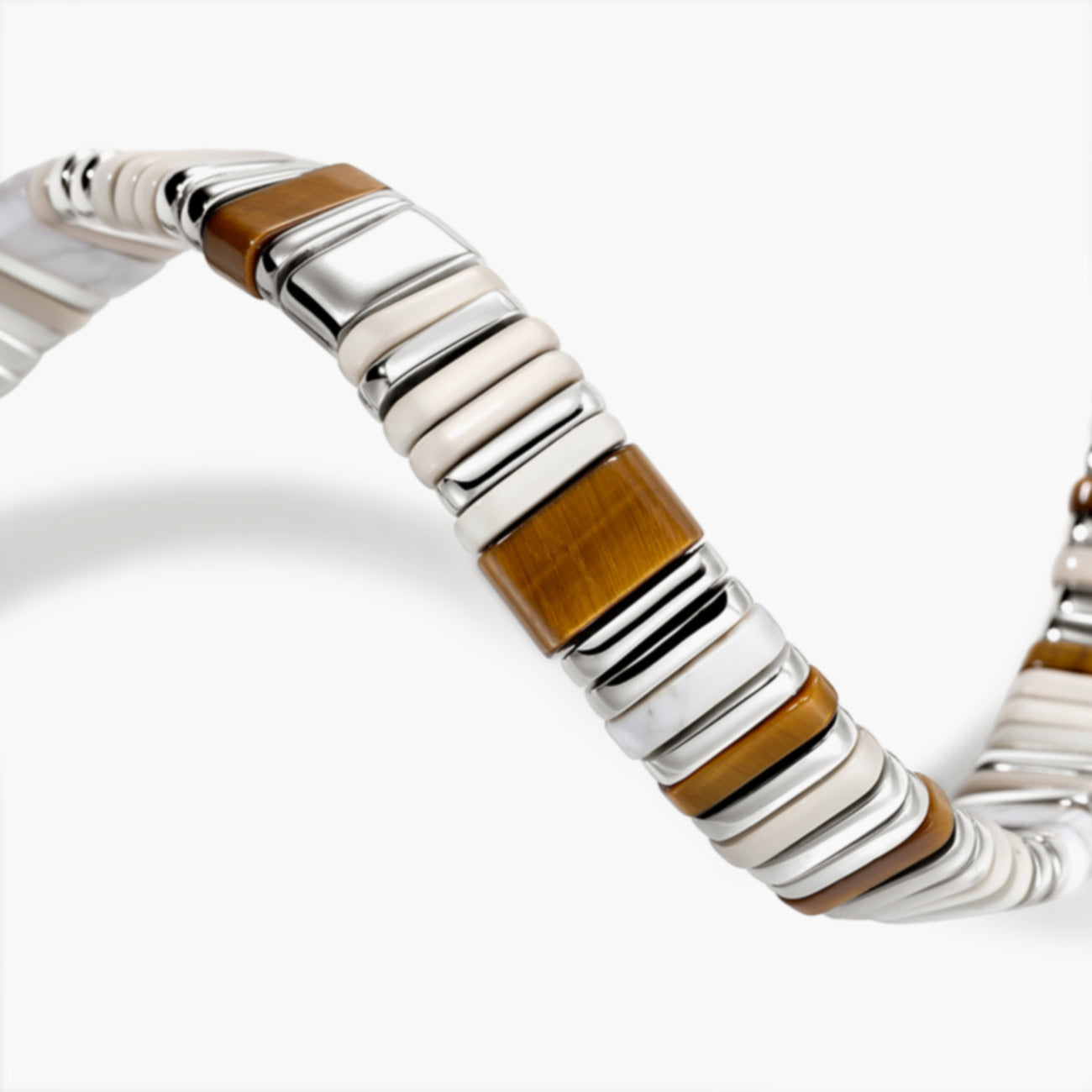 John Hardy Silver Colorblock 10mm Bracelet with Tiger Eye and Howlite