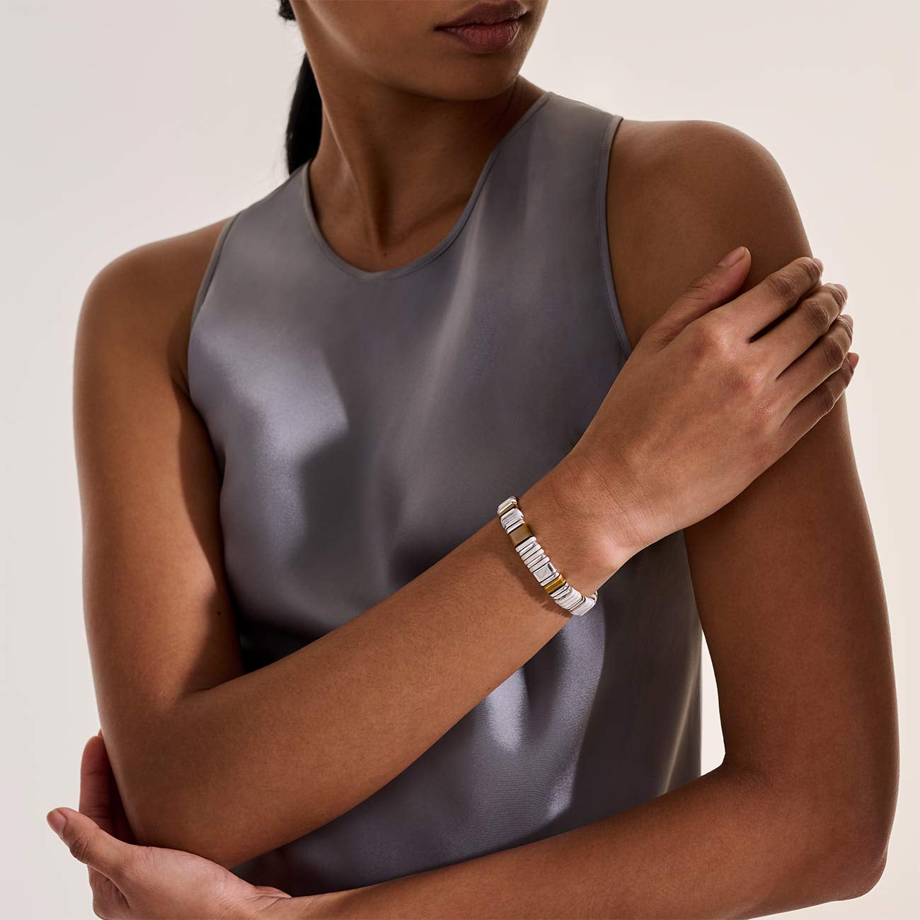 John Hardy Silver Colorblock 10mm Bracelet with Tiger Eye and Howlite