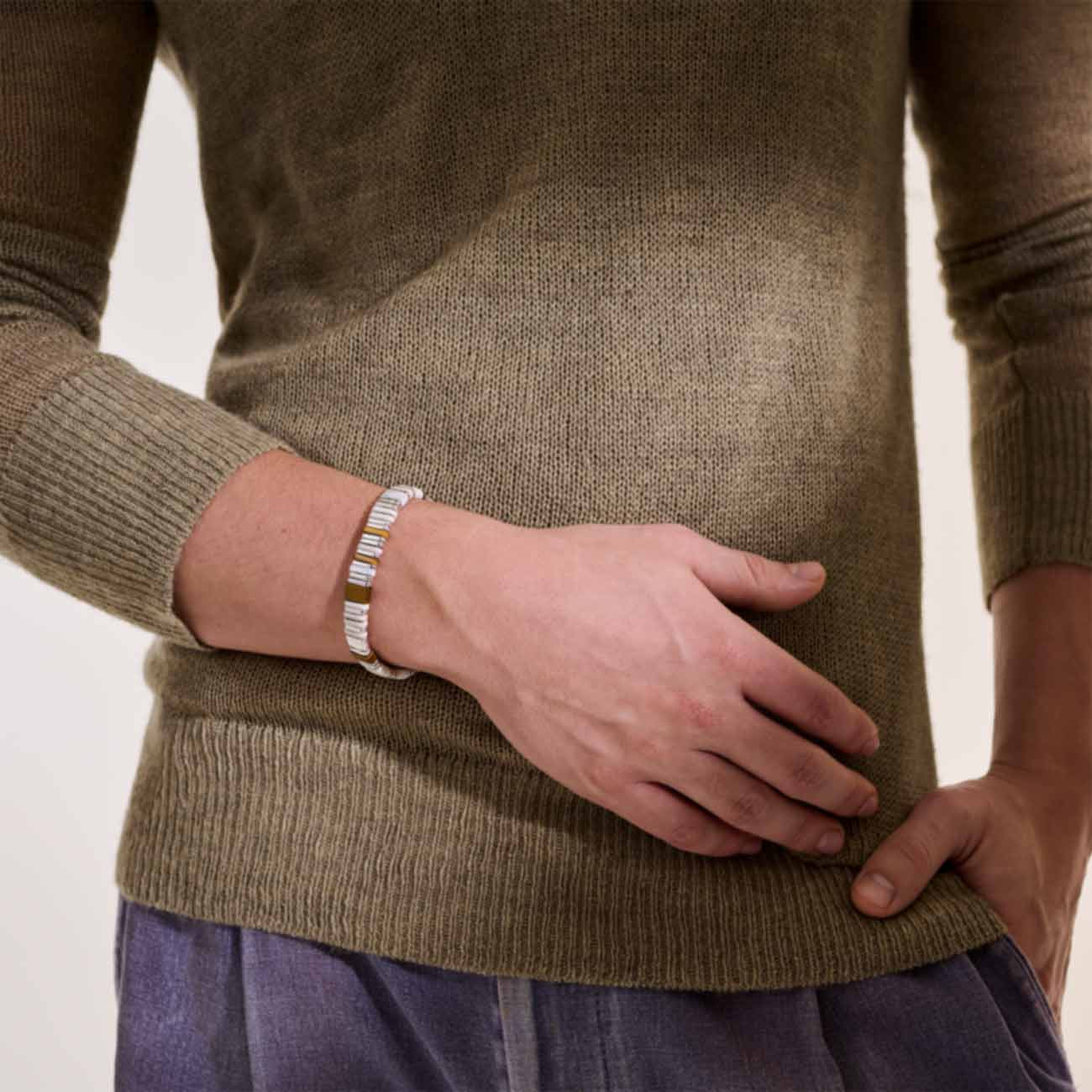 John Hardy Silver Colorblock 10mm Bracelet with Tiger Eye and Howlite