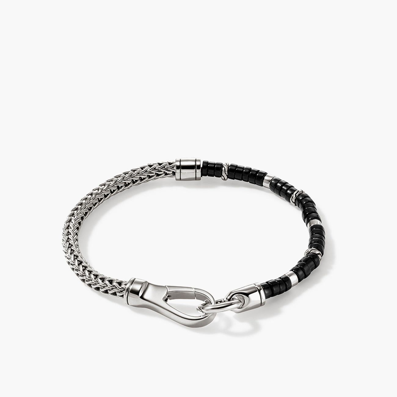 John Hardy Heishi Silver Chain Bracelet with Black Onyx