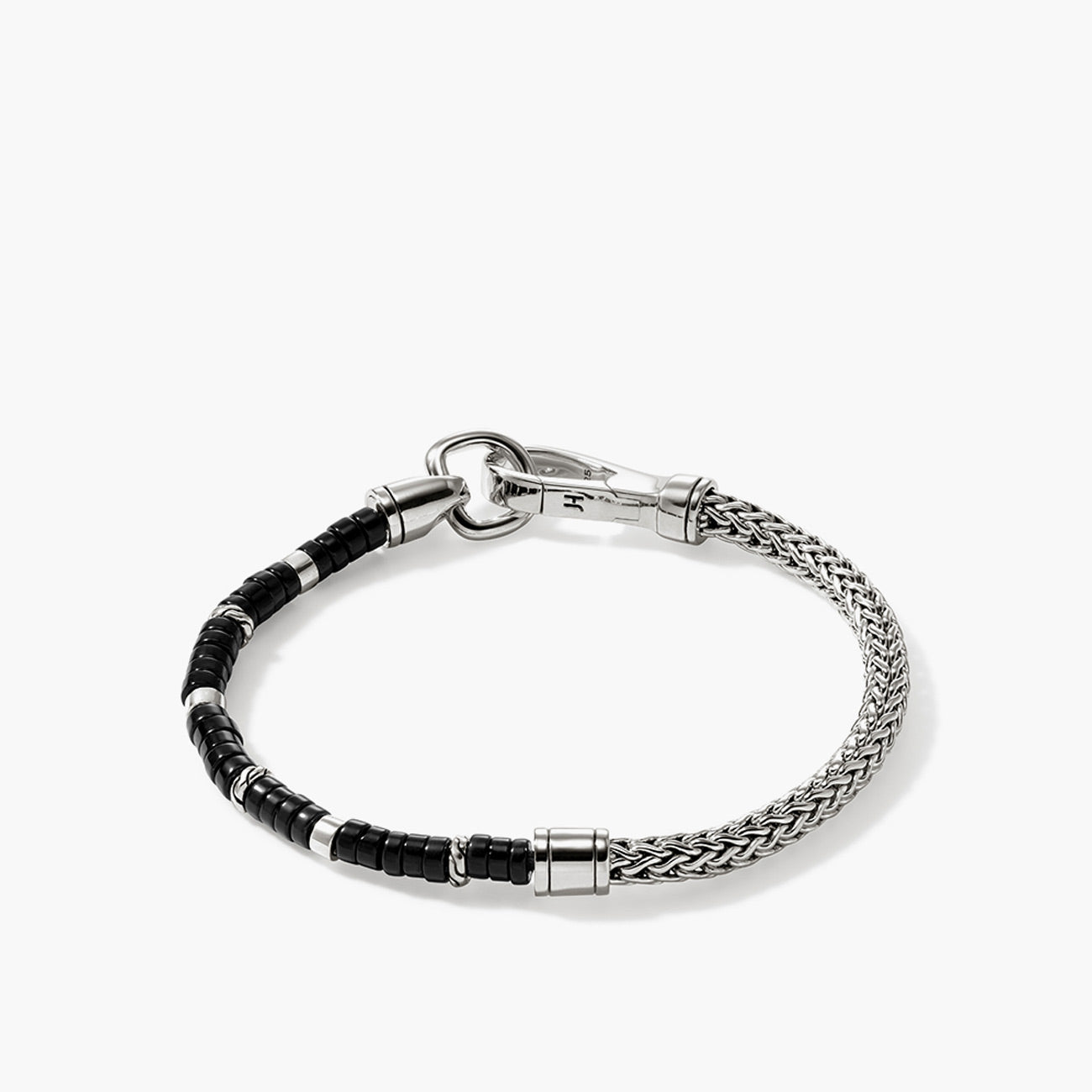 John Hardy Heishi Silver Chain Bracelet with Black Onyx