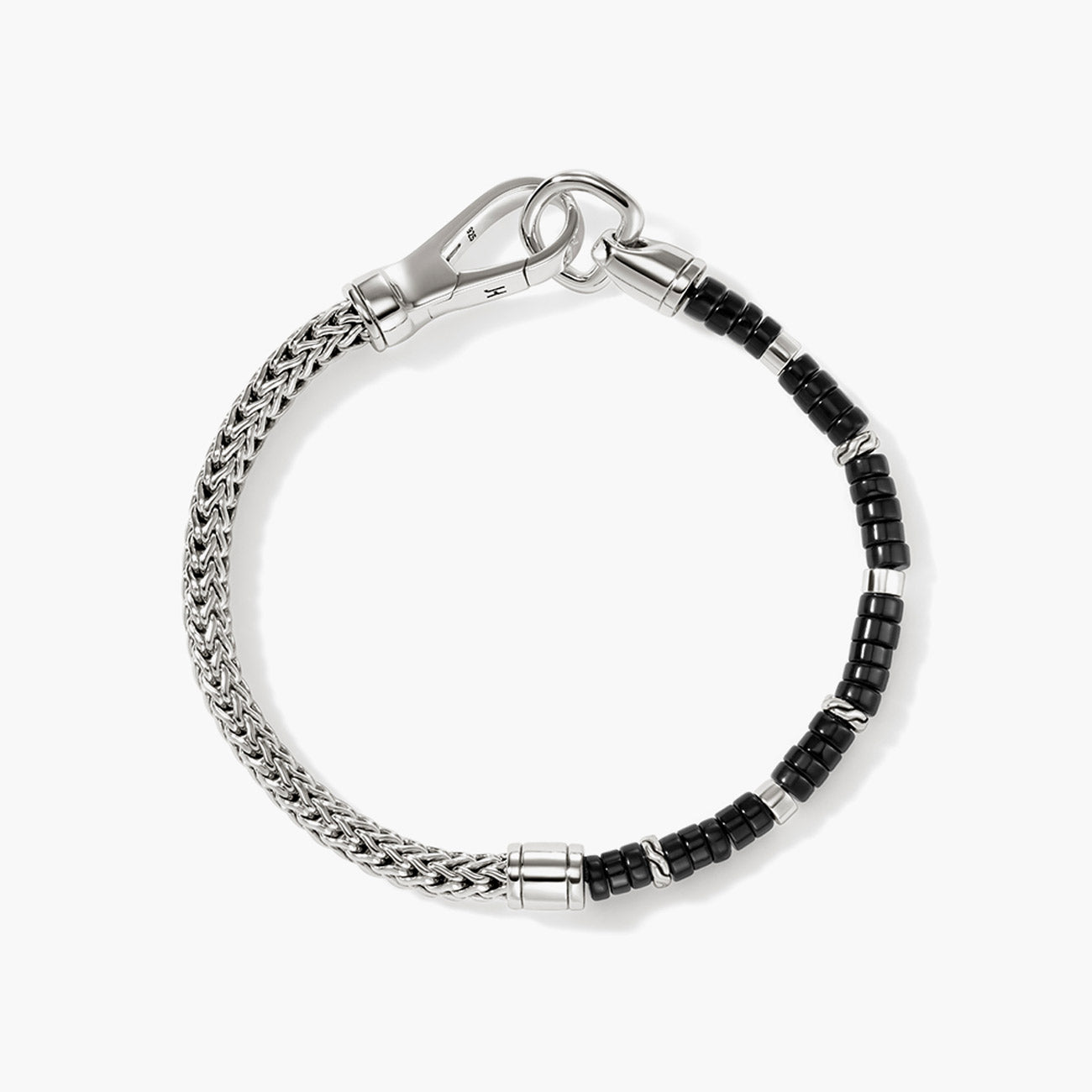 John Hardy Heishi Silver Chain Bracelet with Black Onyx