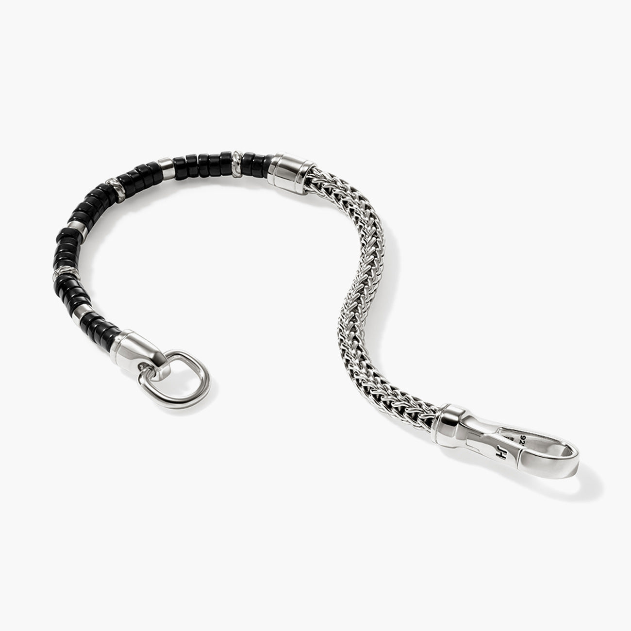 John Hardy Heishi Silver Chain Bracelet with Black Onyx