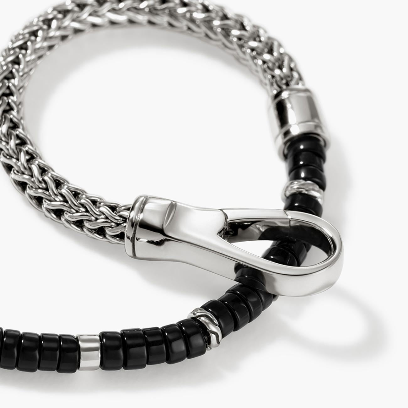 John Hardy Heishi Silver Chain Bracelet with Black Onyx