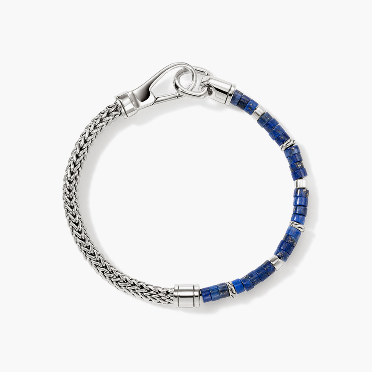 John Hardy Heishi Silver Chain Bracelet with Lapis Lazuli
