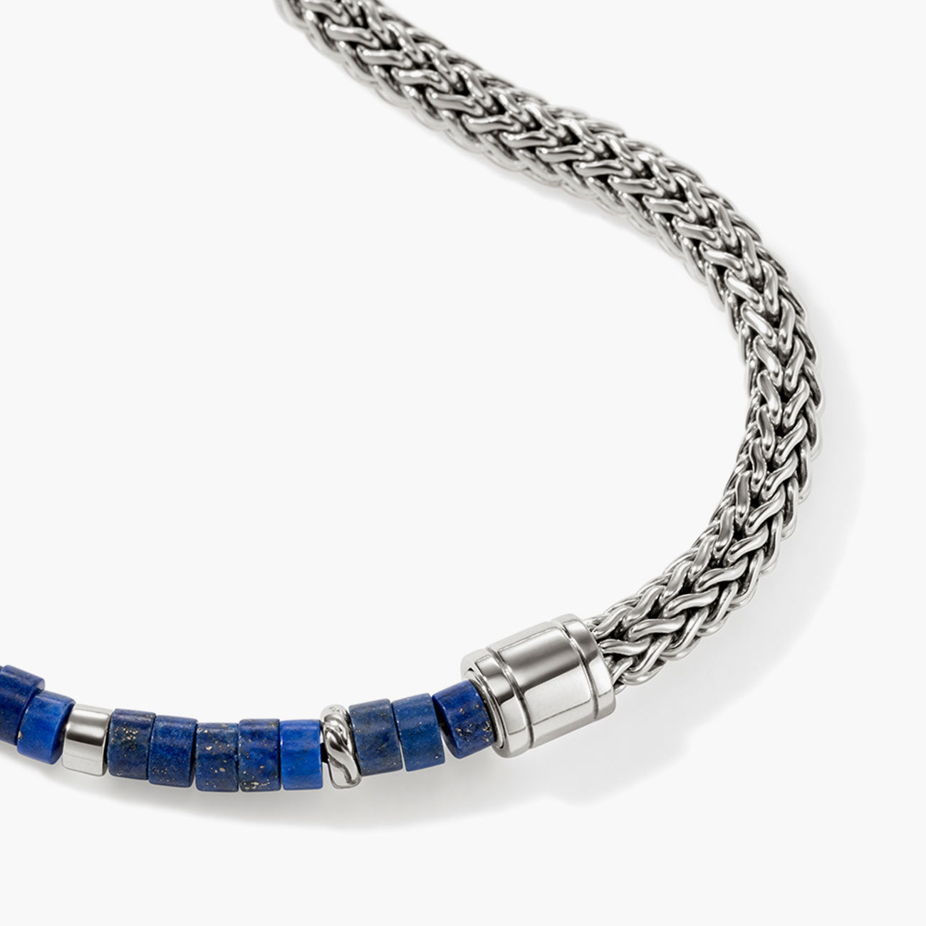 John Hardy Heishi Silver Chain Bracelet with Lapis Lazuli